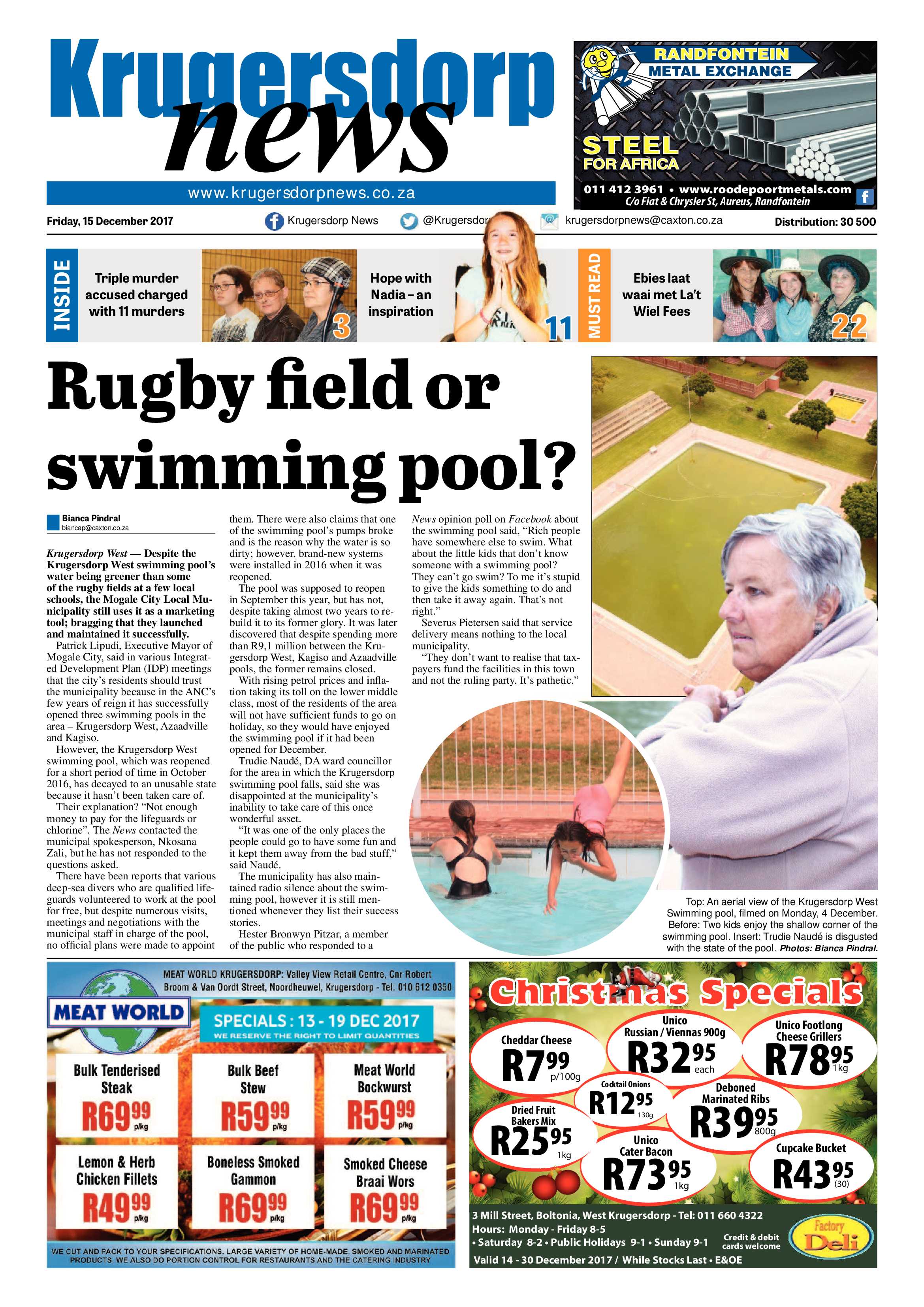 Krugersdorp News 15 December 2017 page 1