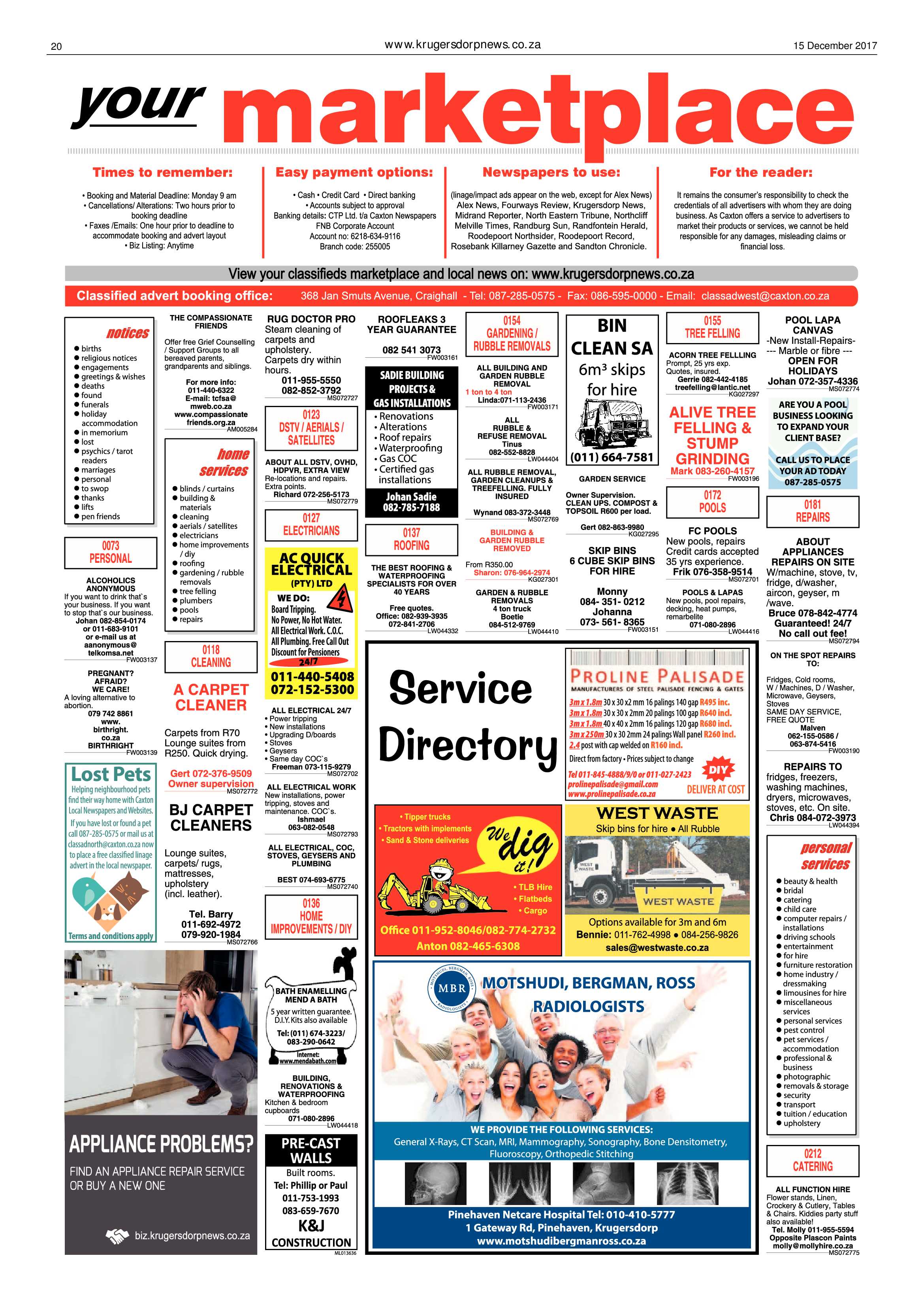 Krugersdorp News 15 December 2017 page 20