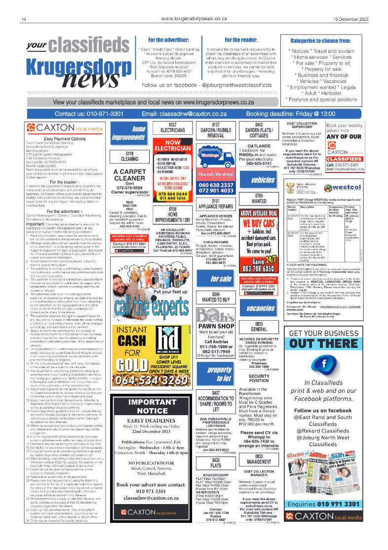 Krugersdorp News 15 December 2023 page 14