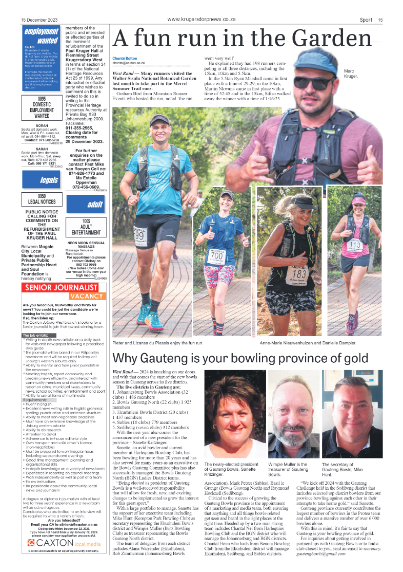 Krugersdorp News 15 December 2023 page 15