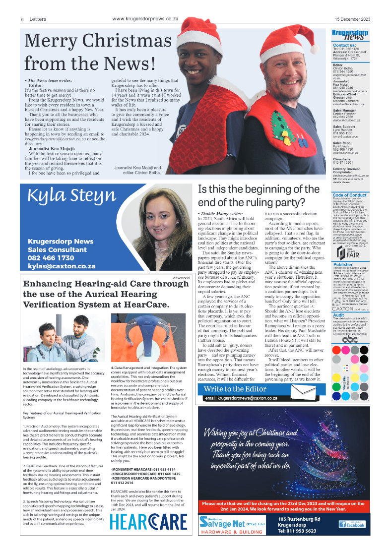 Krugersdorp News 15 December 2023 page 6