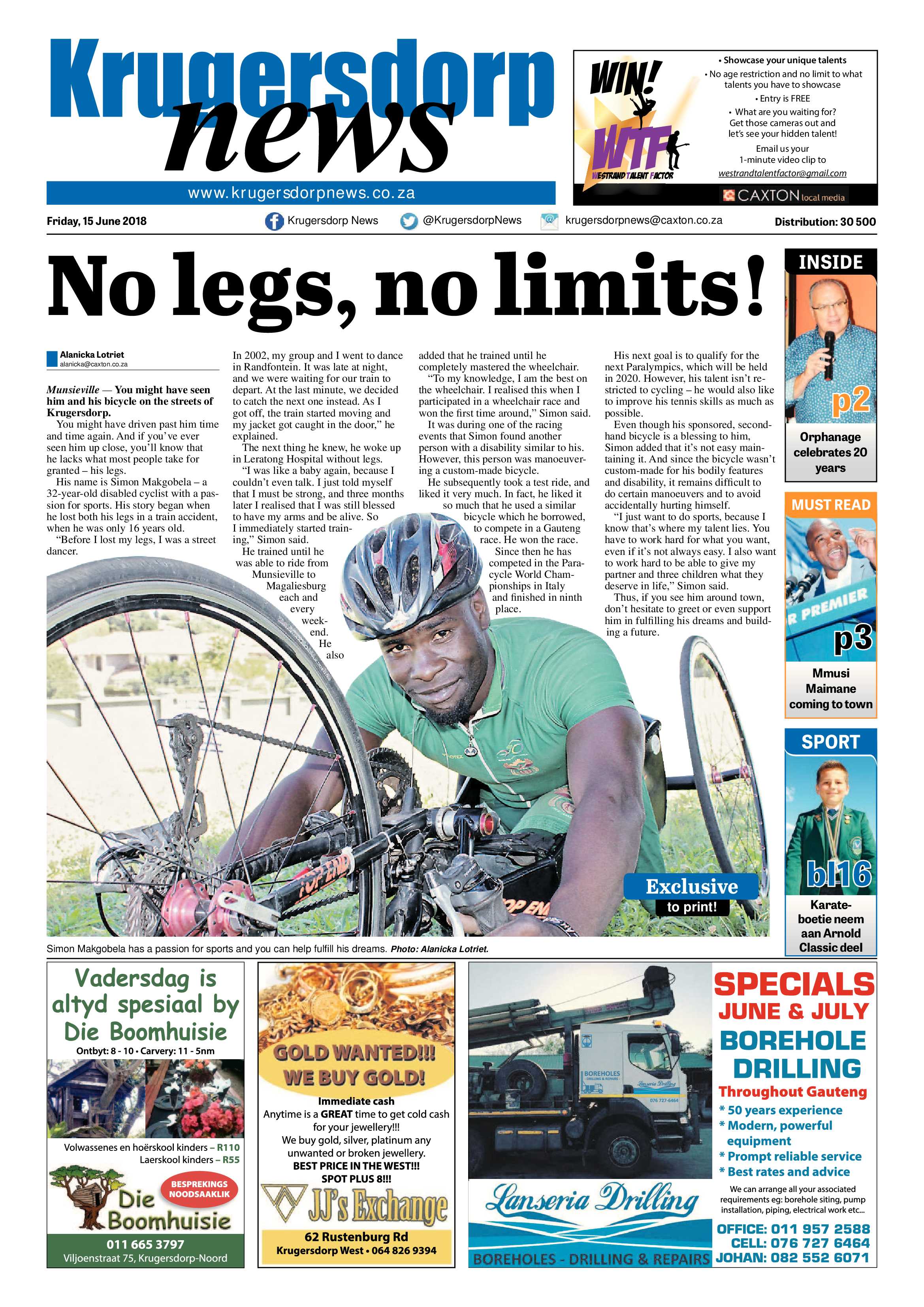 Krugersdorp News 15 June 2018 page 1