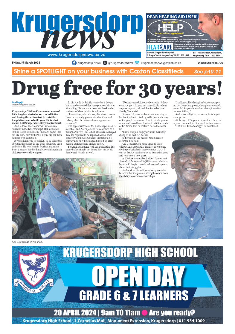 Krugersdorp News 15 March 2024 page 1