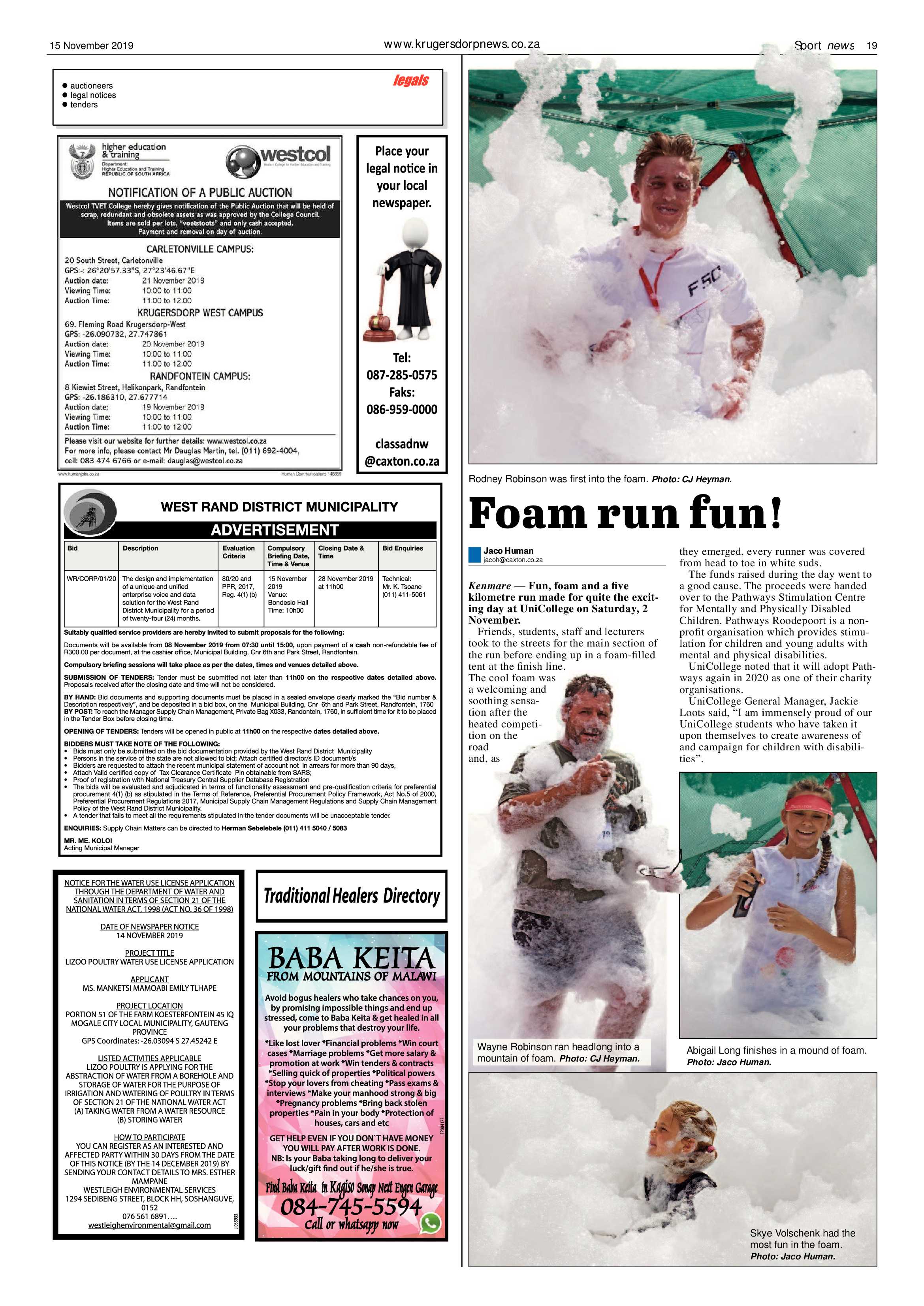 Krugersdorp News 15 November 2019 page 19