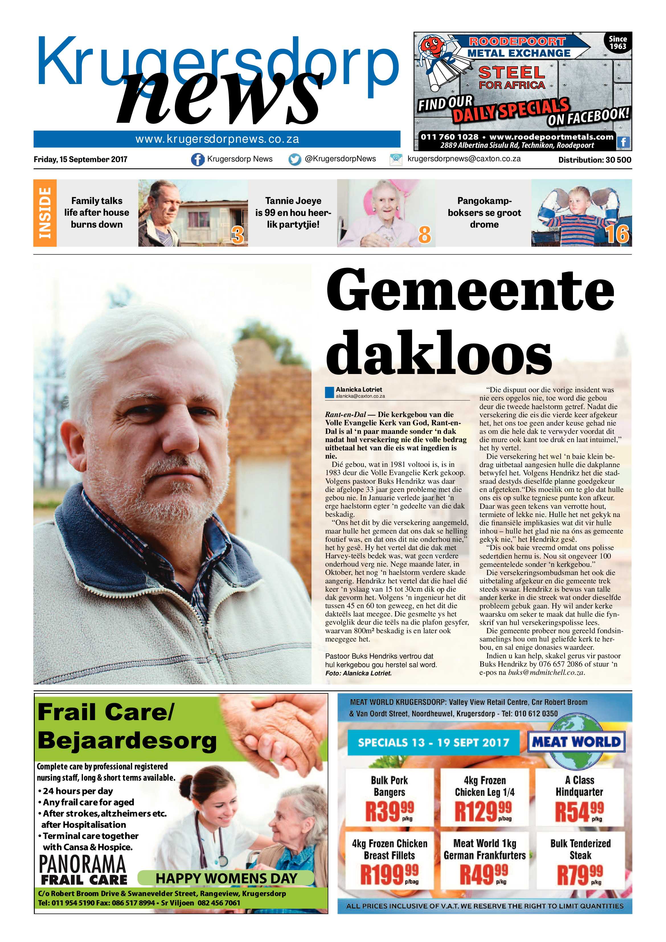 Krugersdorp News 15 September 2017 page 1