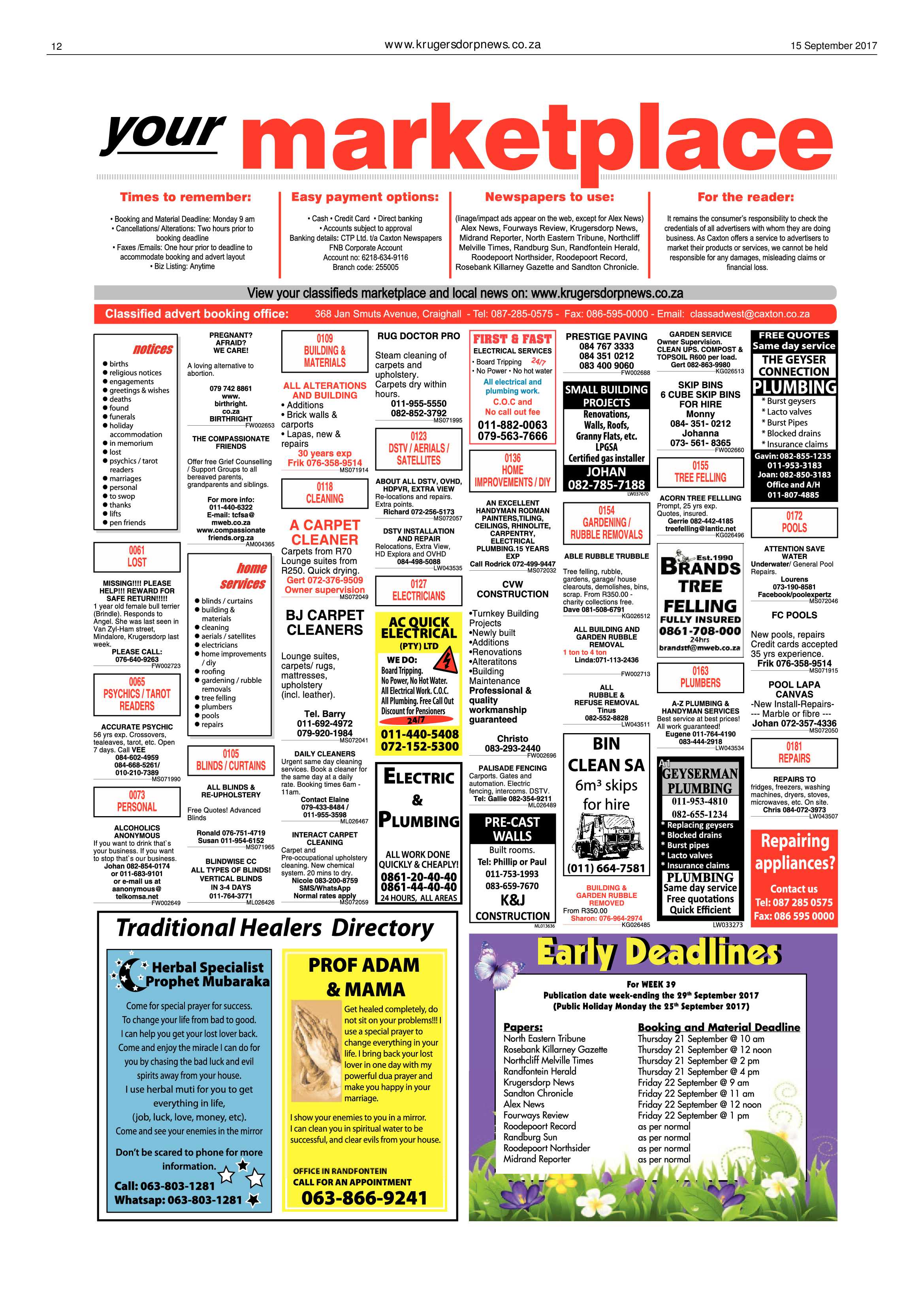 Krugersdorp News 15 September 2017 page 12