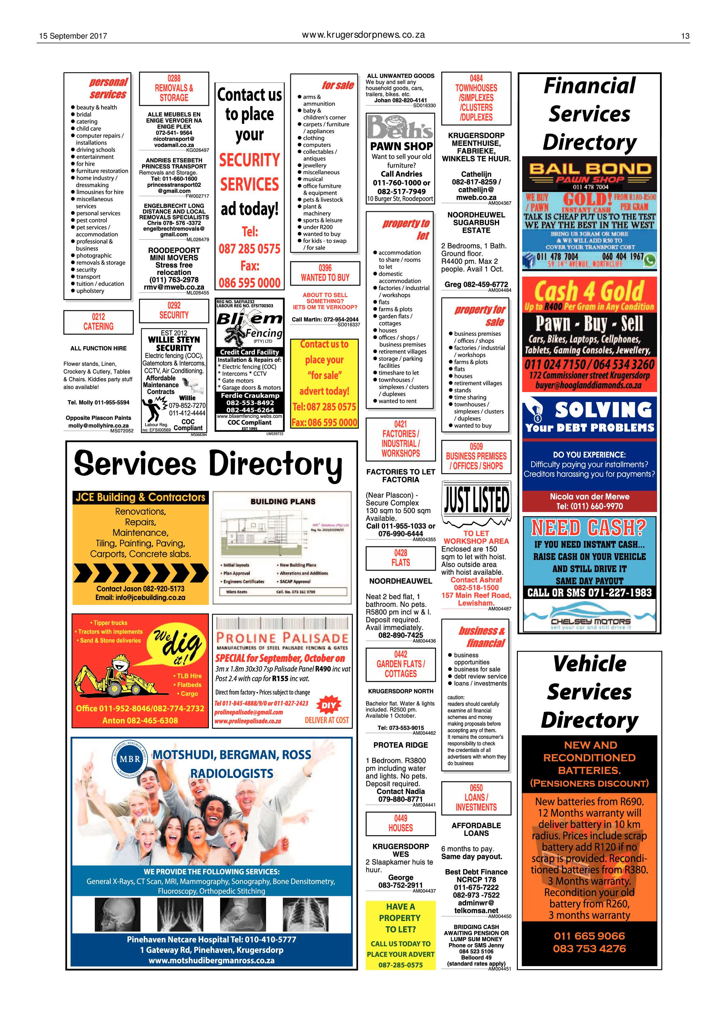 Krugersdorp News 15 September 2017 page 13