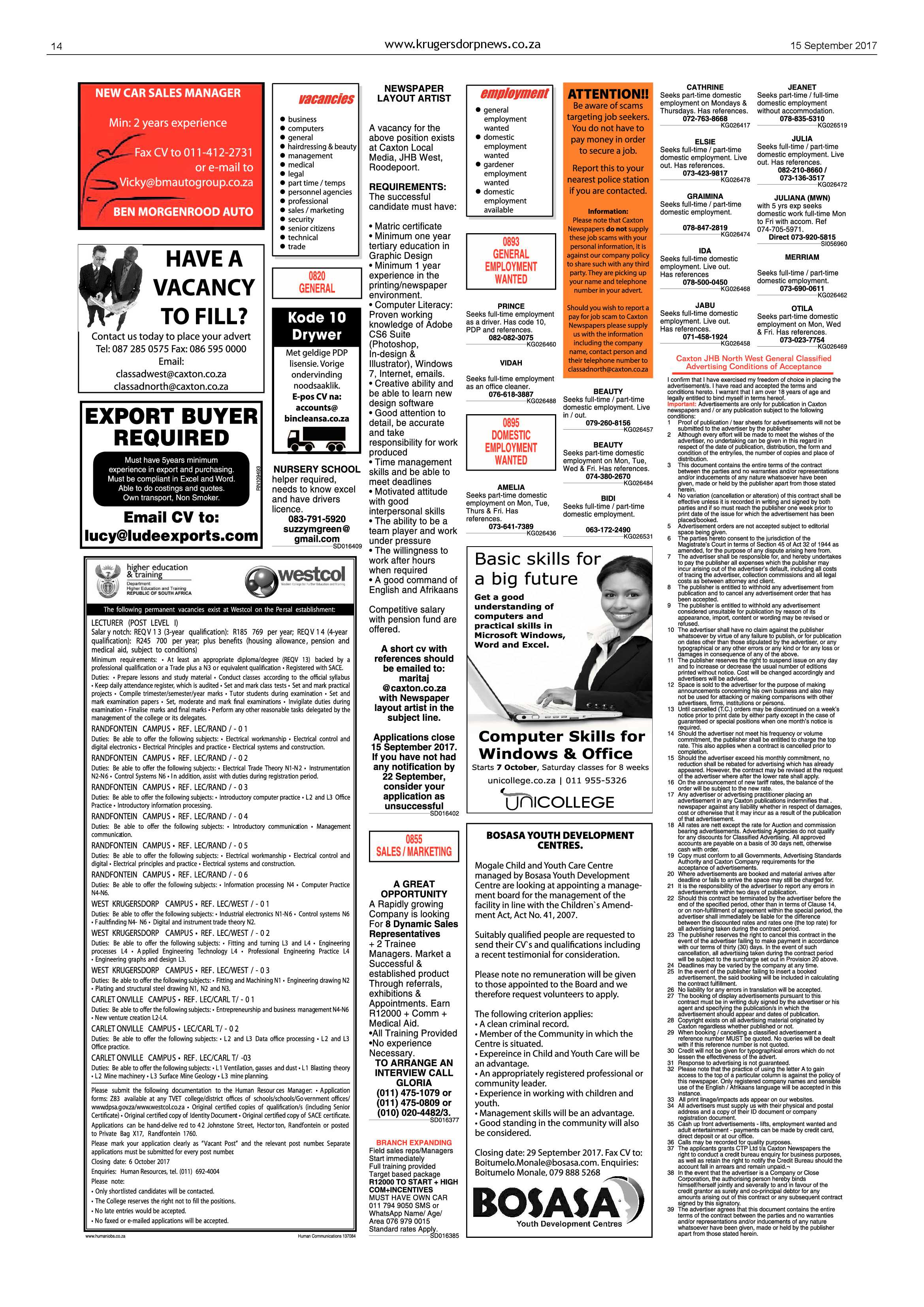 Krugersdorp News 15 September 2017 page 14