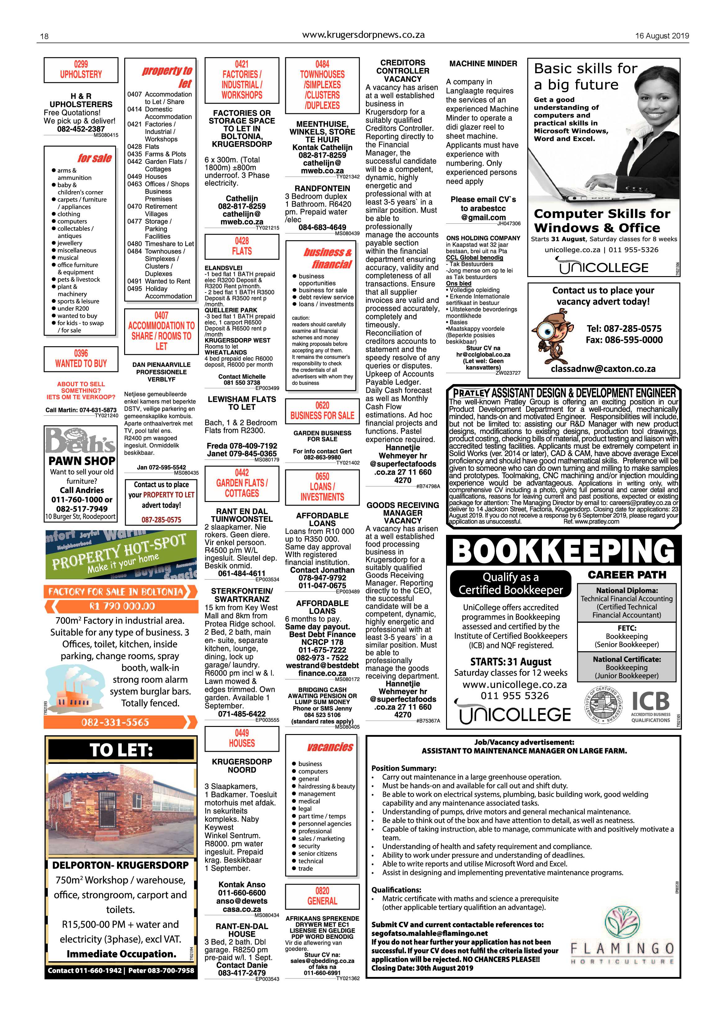 Krugersdorp News 16 August 2019 page 18