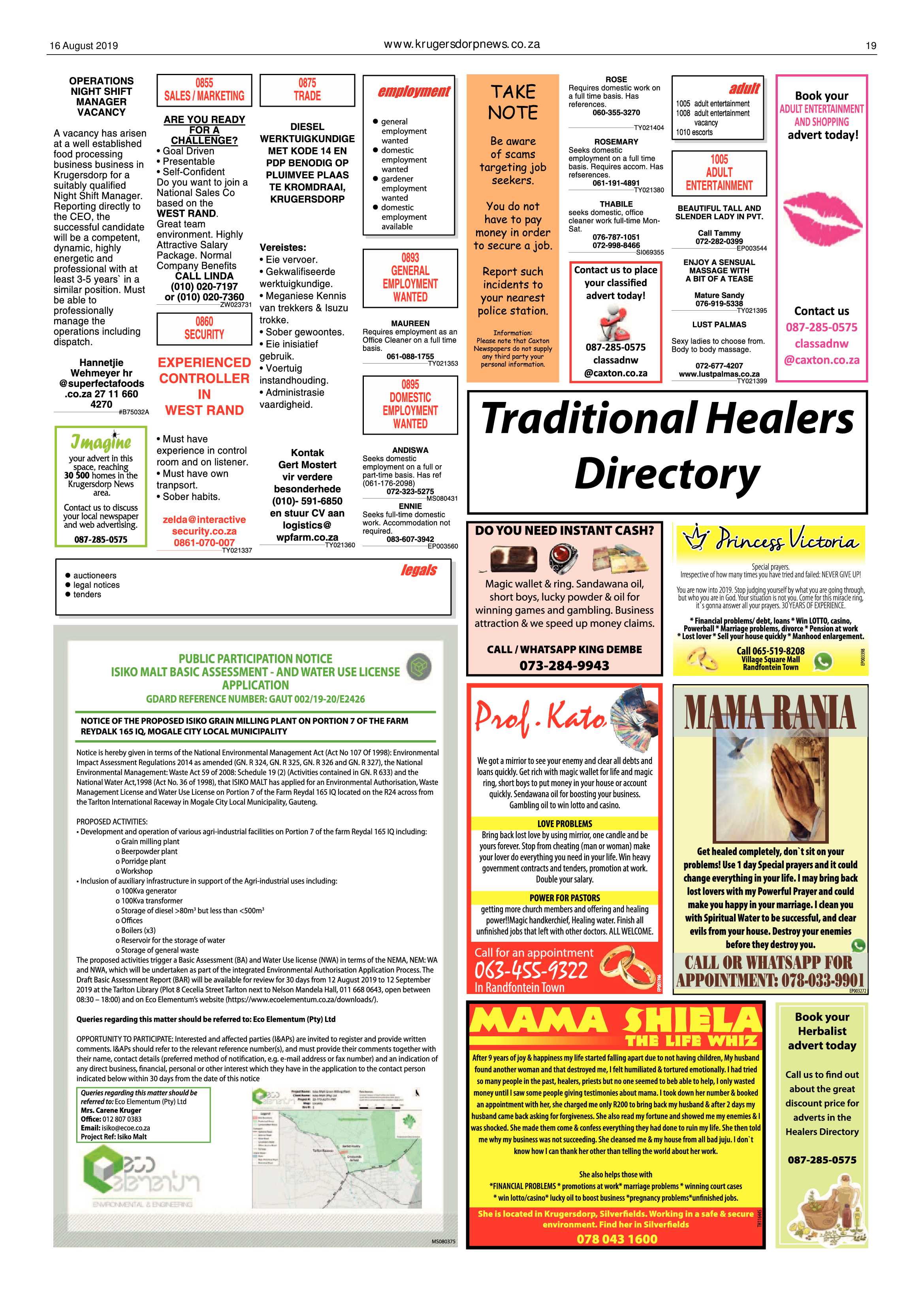 Krugersdorp News 16 August 2019 page 19