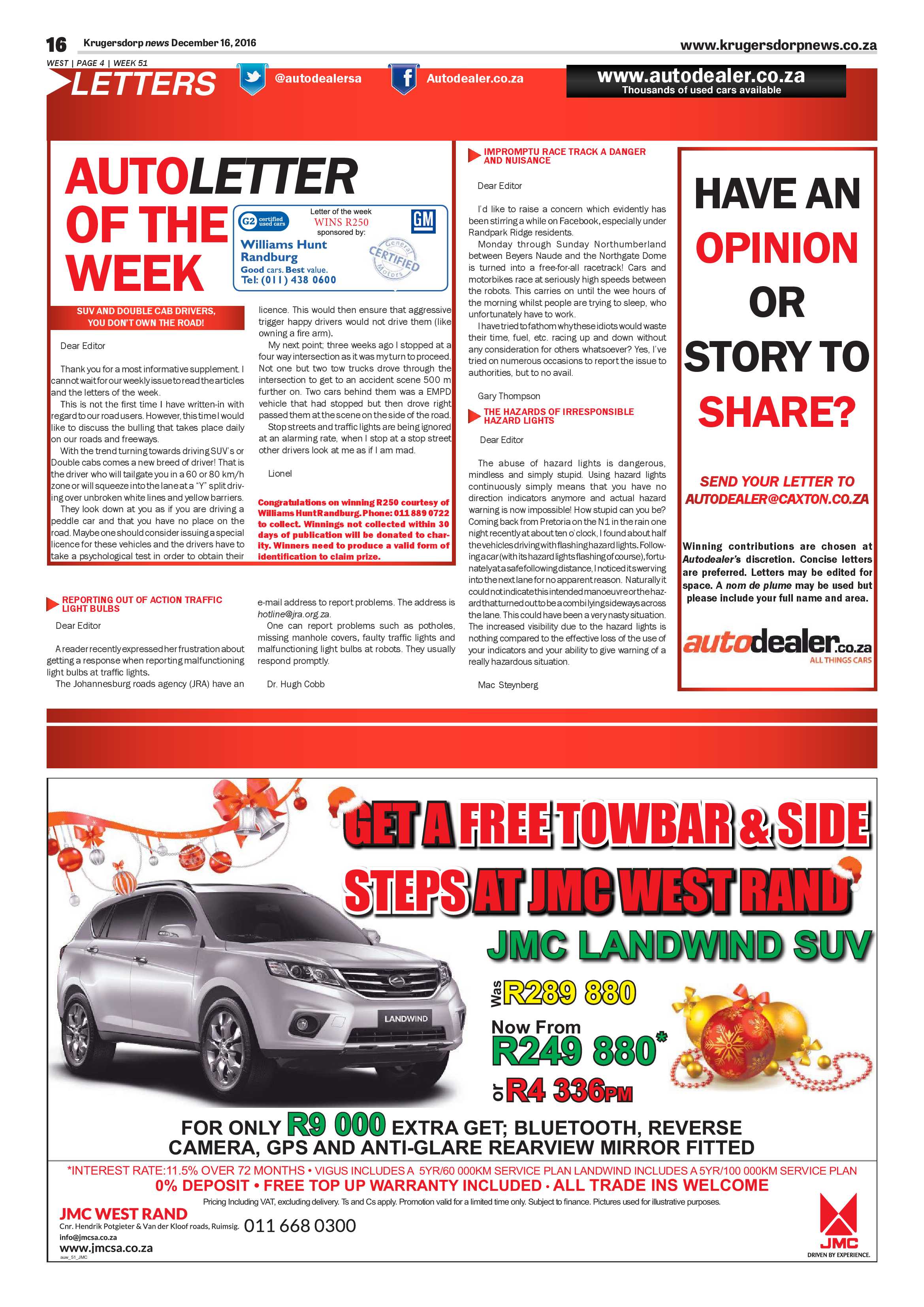 Krugersdorp News 16 December 2016 page 16
