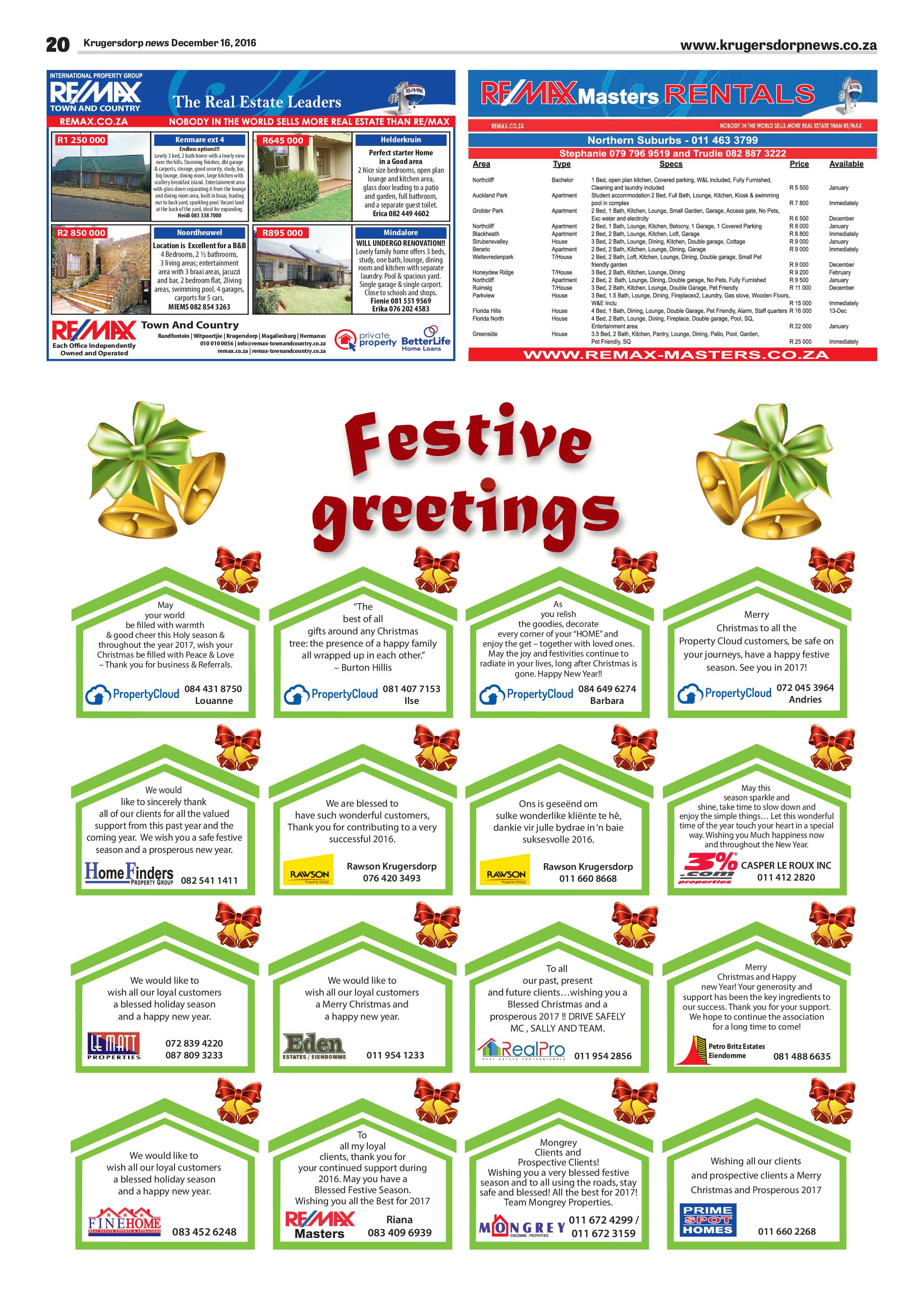 Krugersdorp News 16 December 2016 page 20