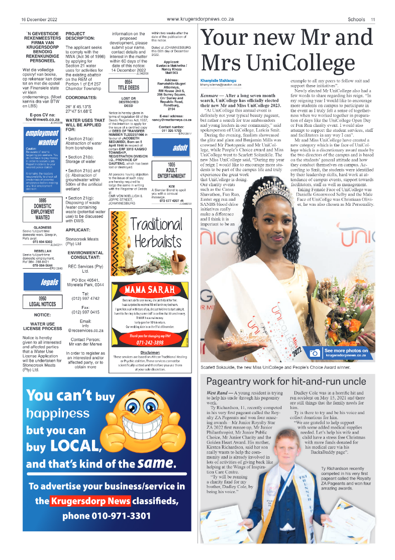 Krugersdorp News 16 December 2022 page 11