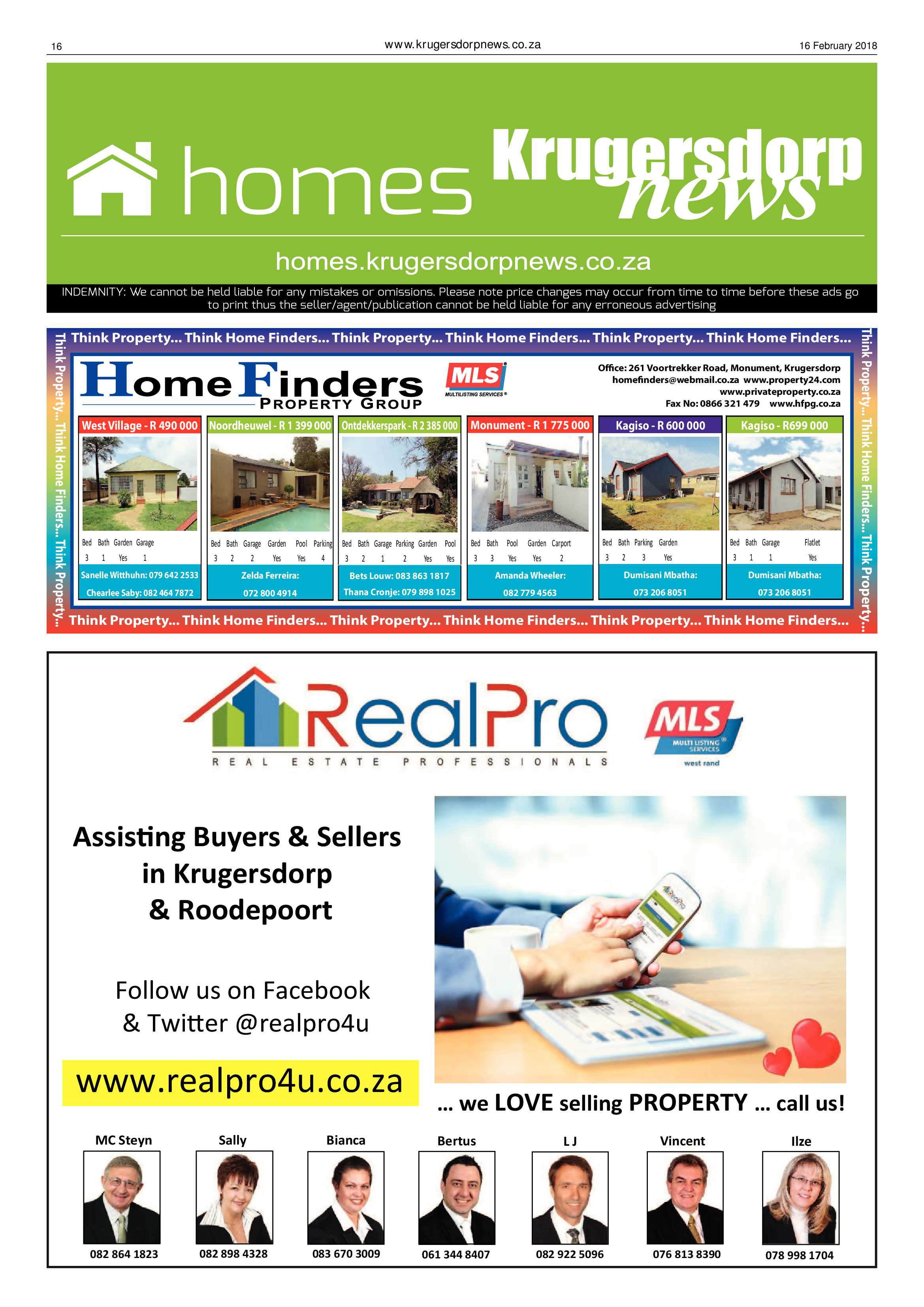 Krugersdorp News 16 February 2018 page 16