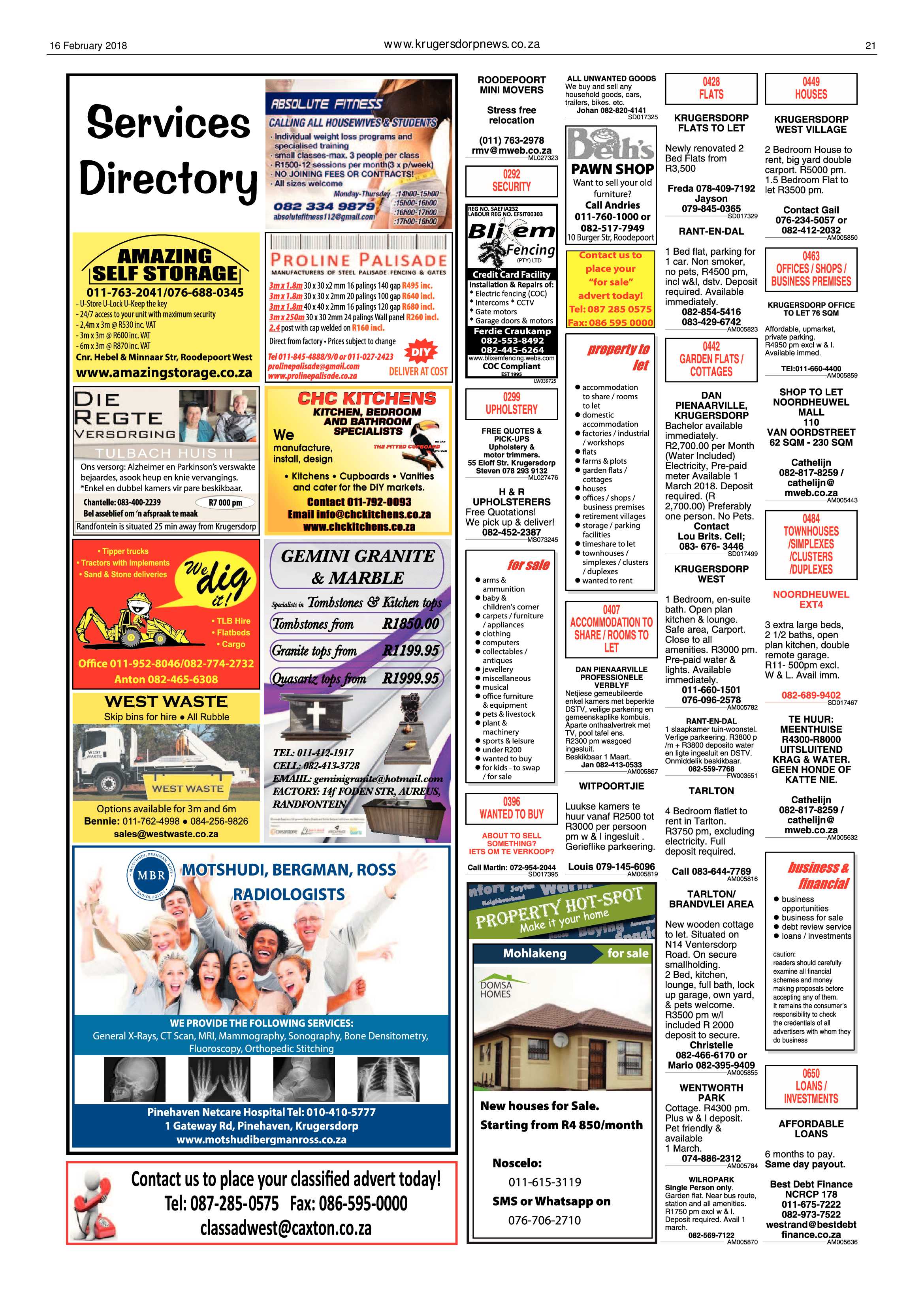 Krugersdorp News 16 February 2018 page 21