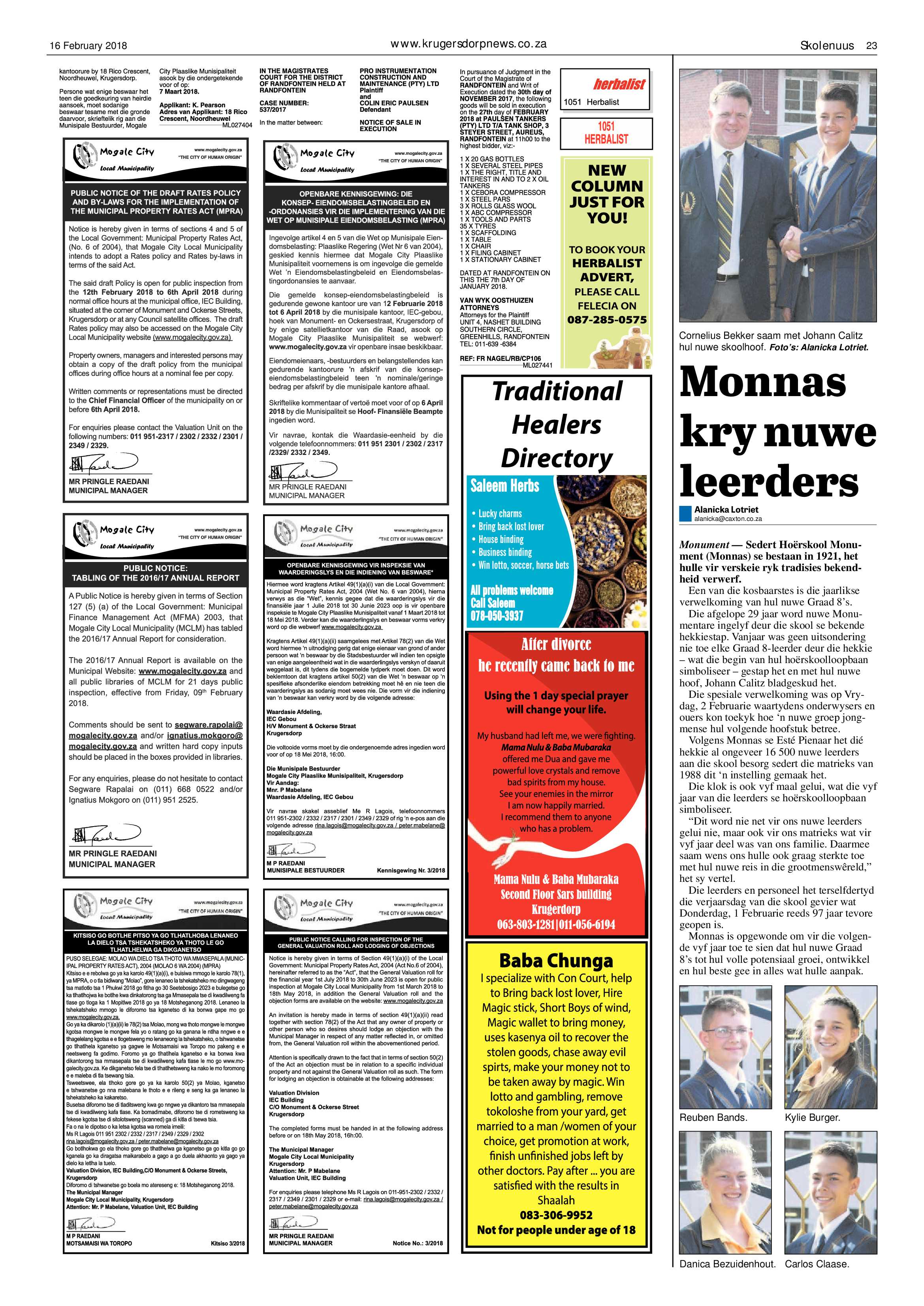 Krugersdorp News 16 February 2018 page 23