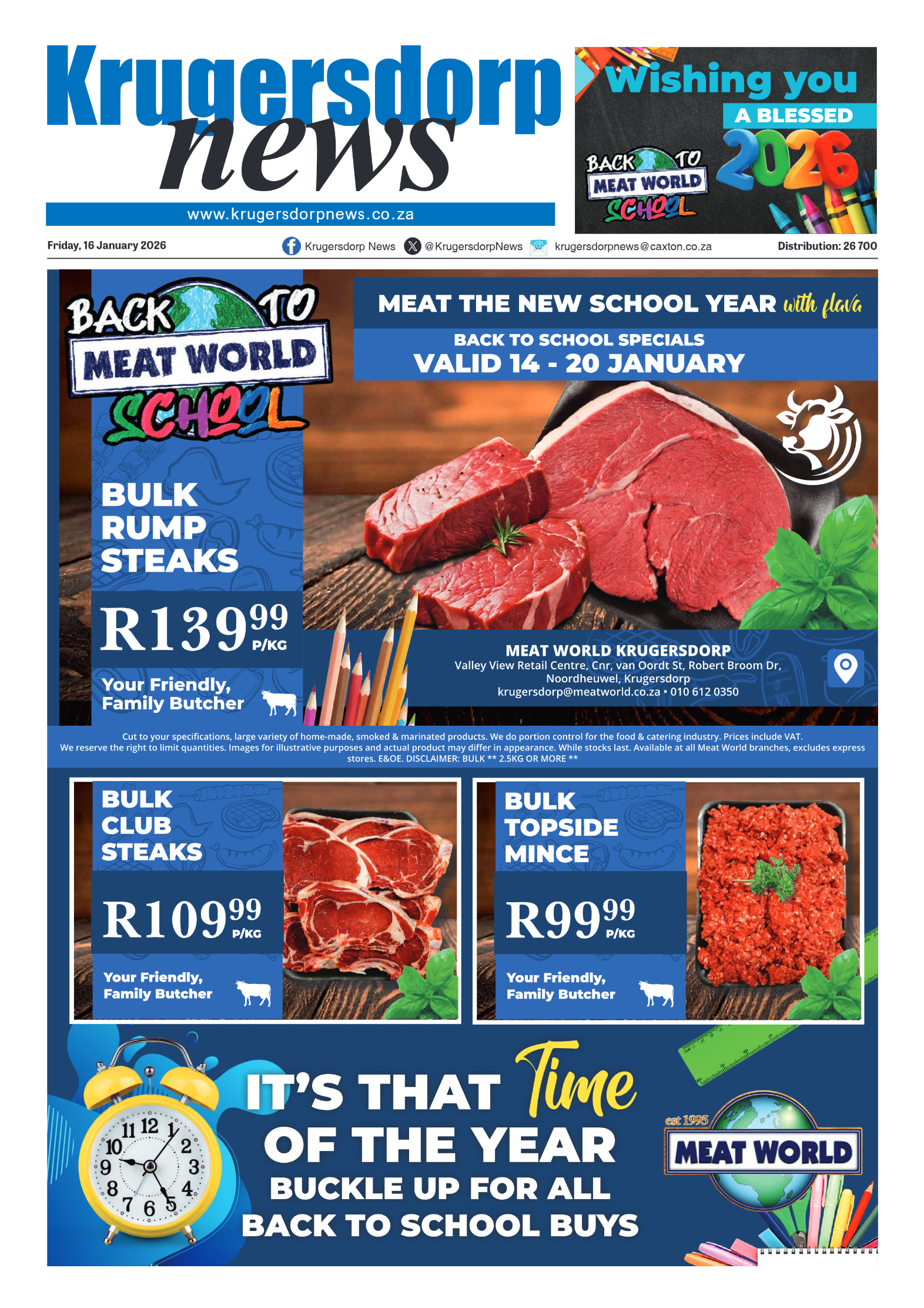 Krugersdorp News 16 January 2026 page 1