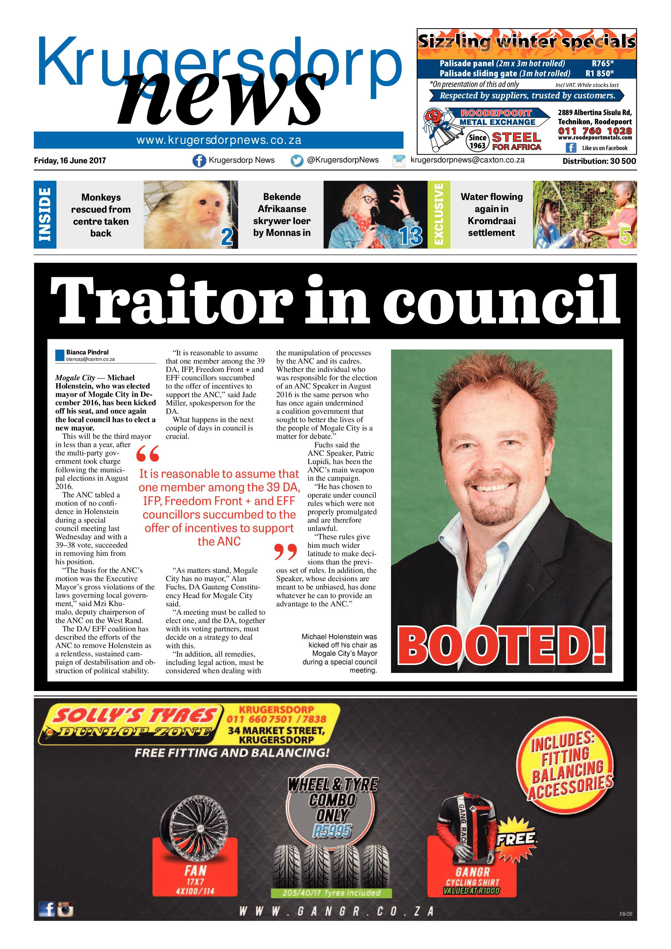 Krugersdorp News 16 June 2017 page 1