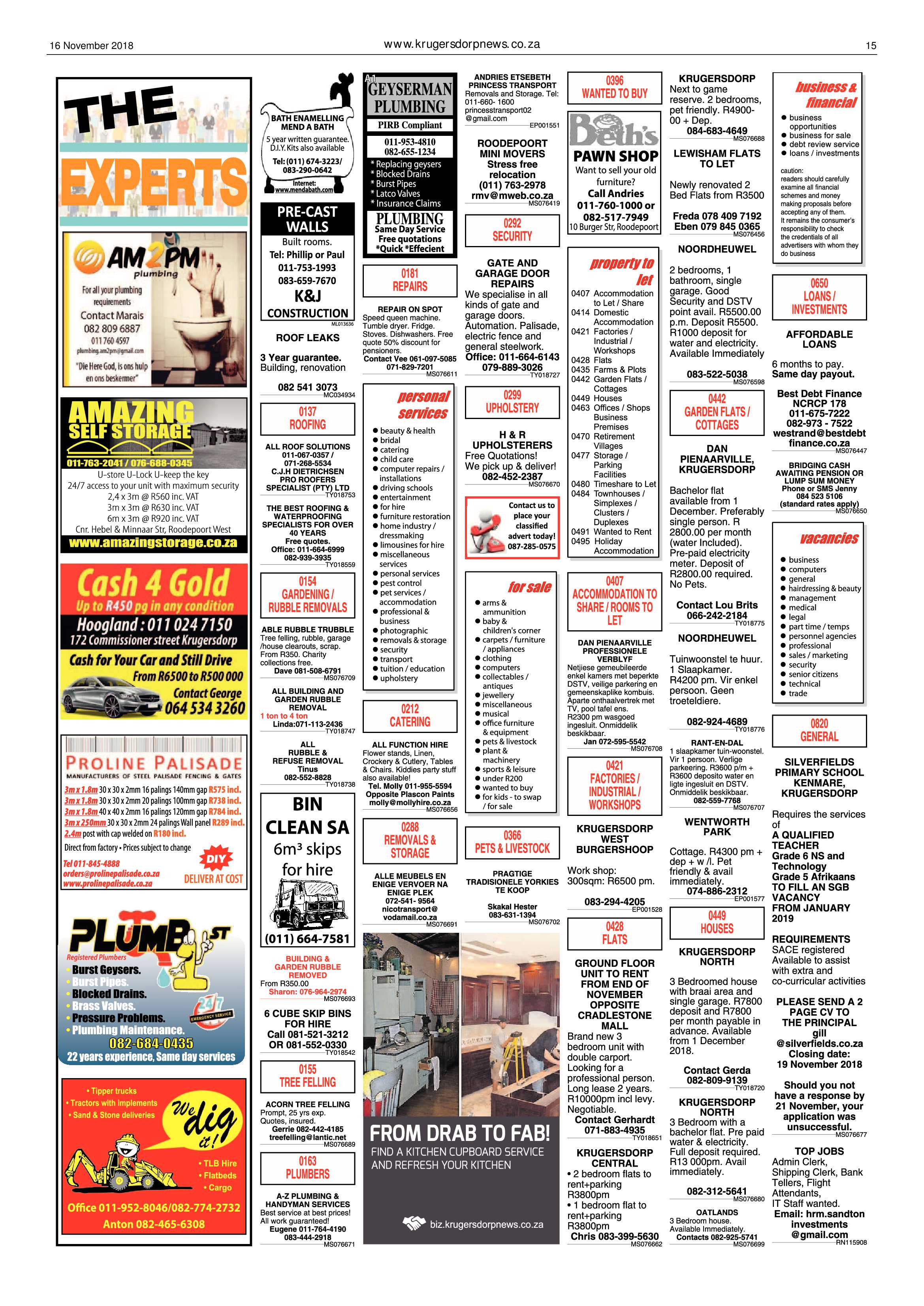 Krugersdorp News 16 November 2018 page 15