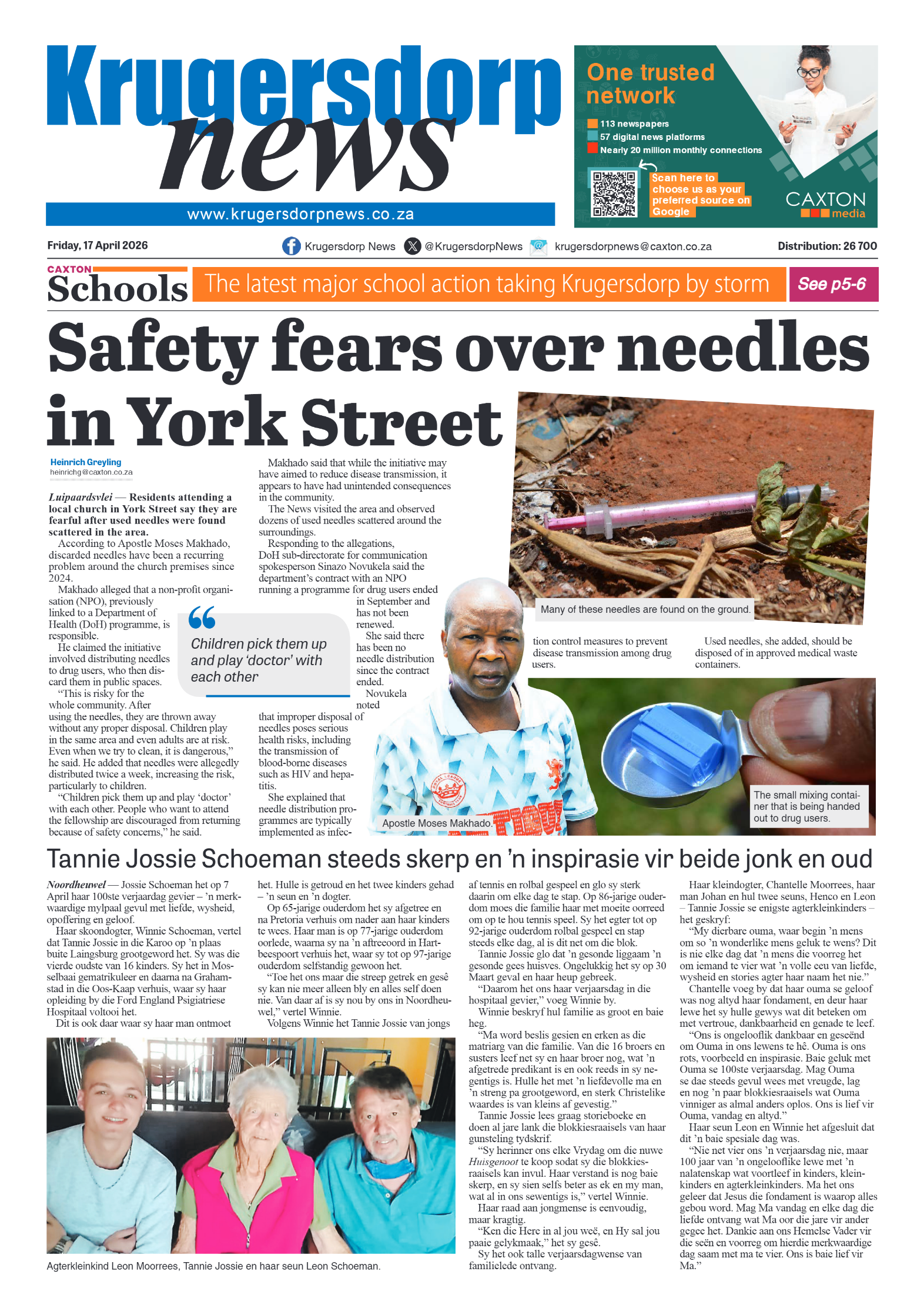 Krugersdorp News 17 April 2026 page 1