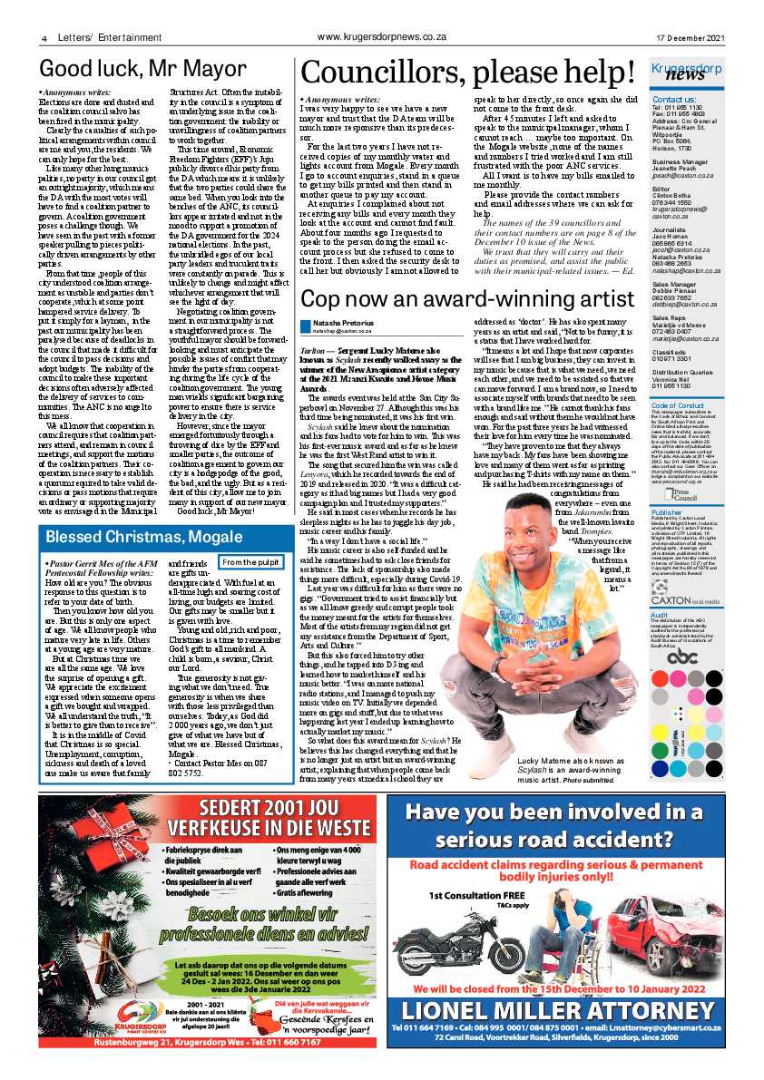 Krugersdorp News 17 December 2021 page 4