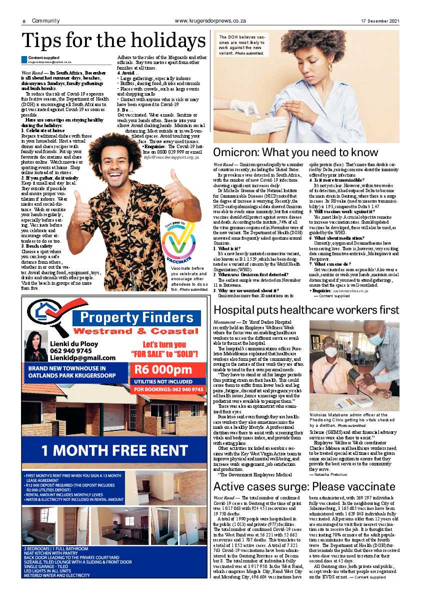 Krugersdorp News 17 December 2021 page 8