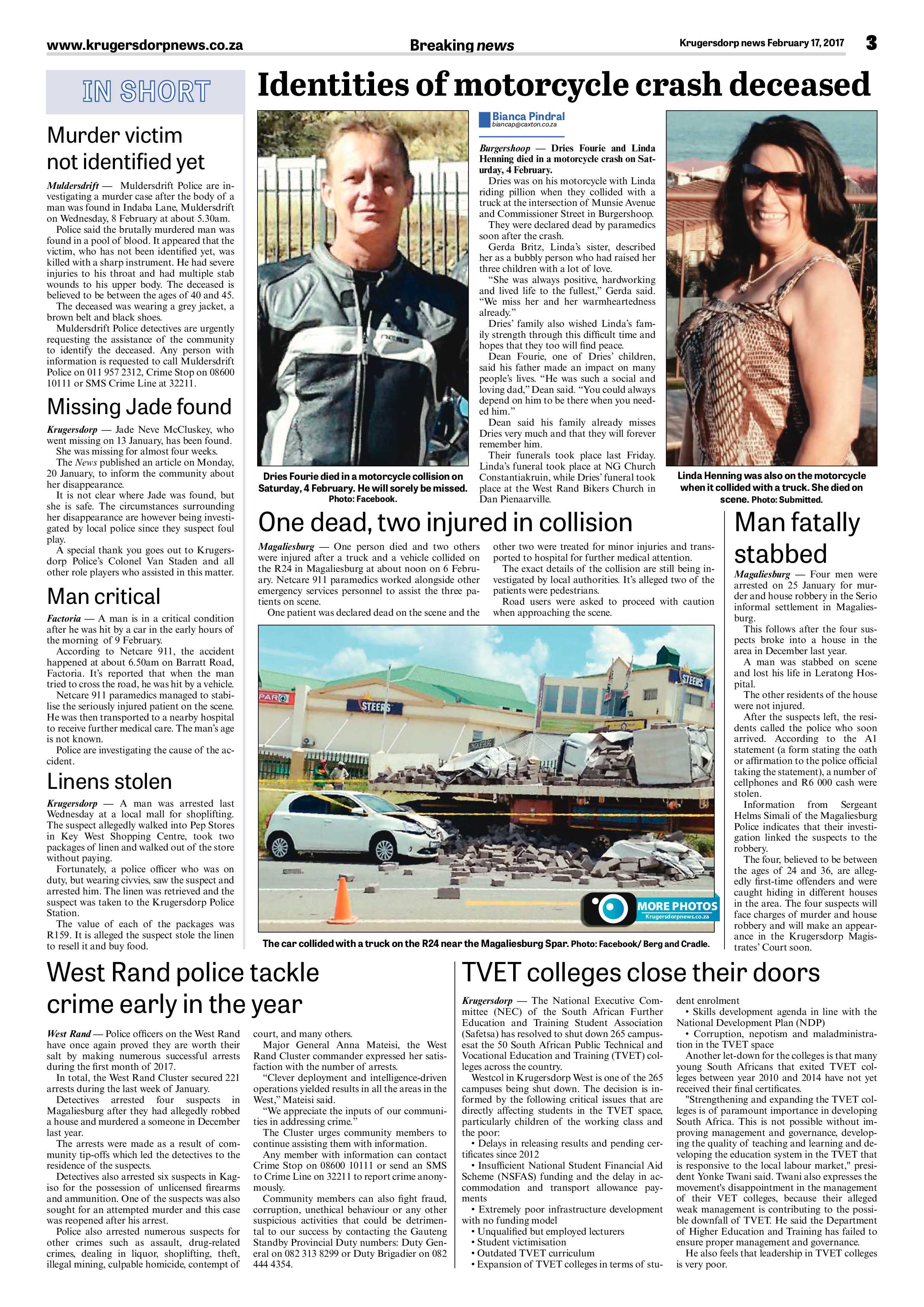 Krugersdorp News 17 February 2017 page 3