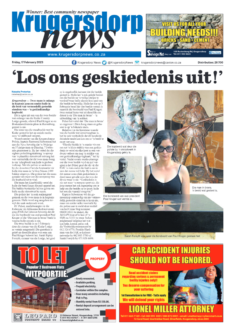 Krugersdorp News 17 February 2023 page 1
