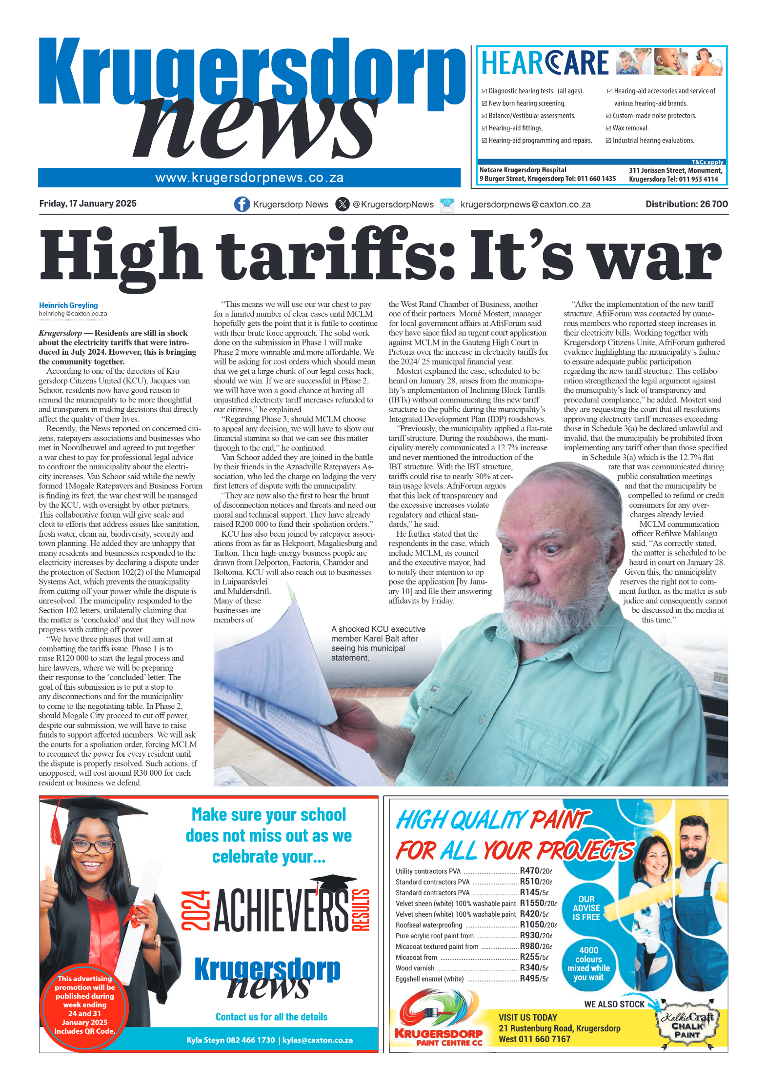 Krugersdorp News 17 January 2025 page 1