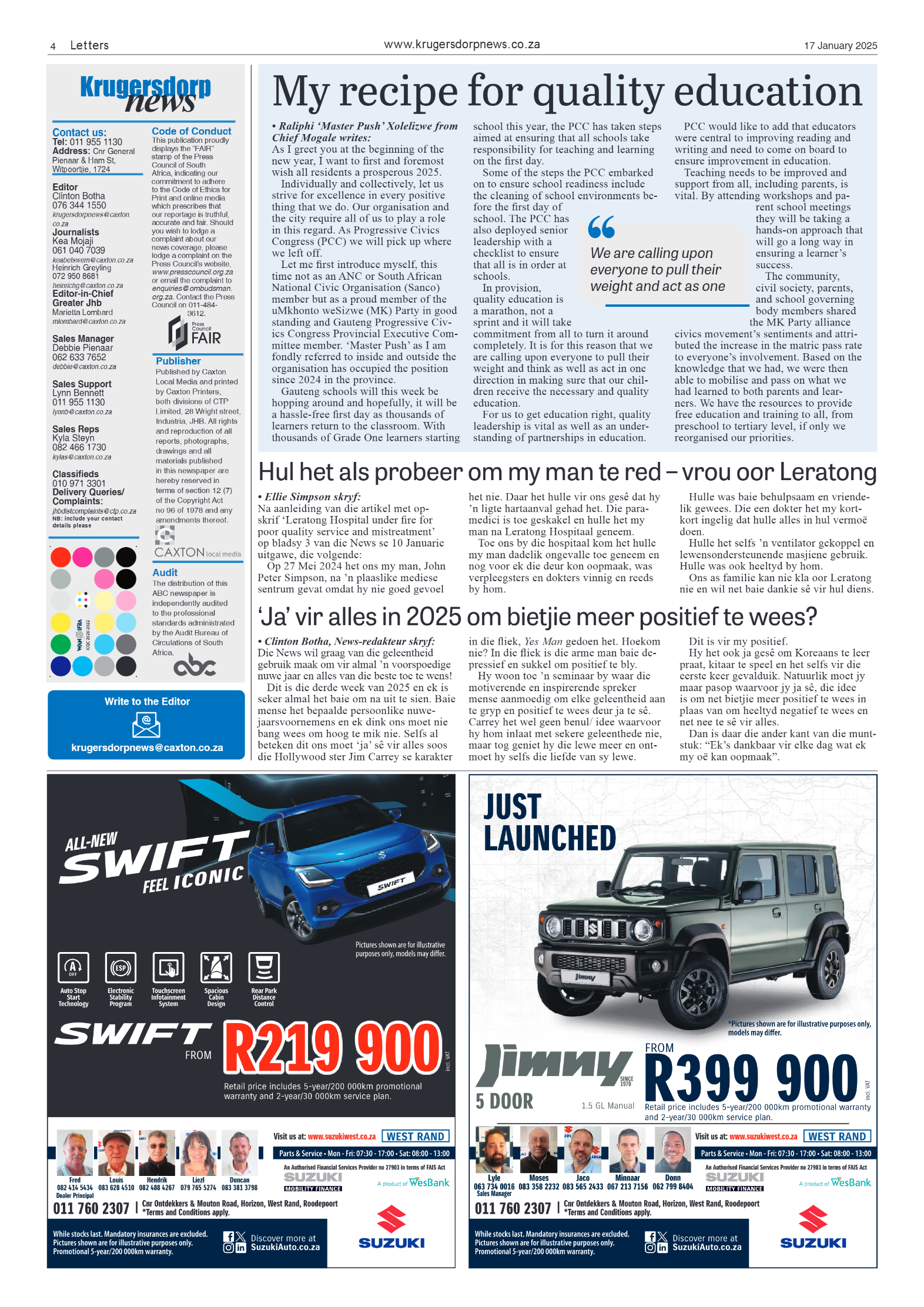 Krugersdorp News 17 January 2025 page 4