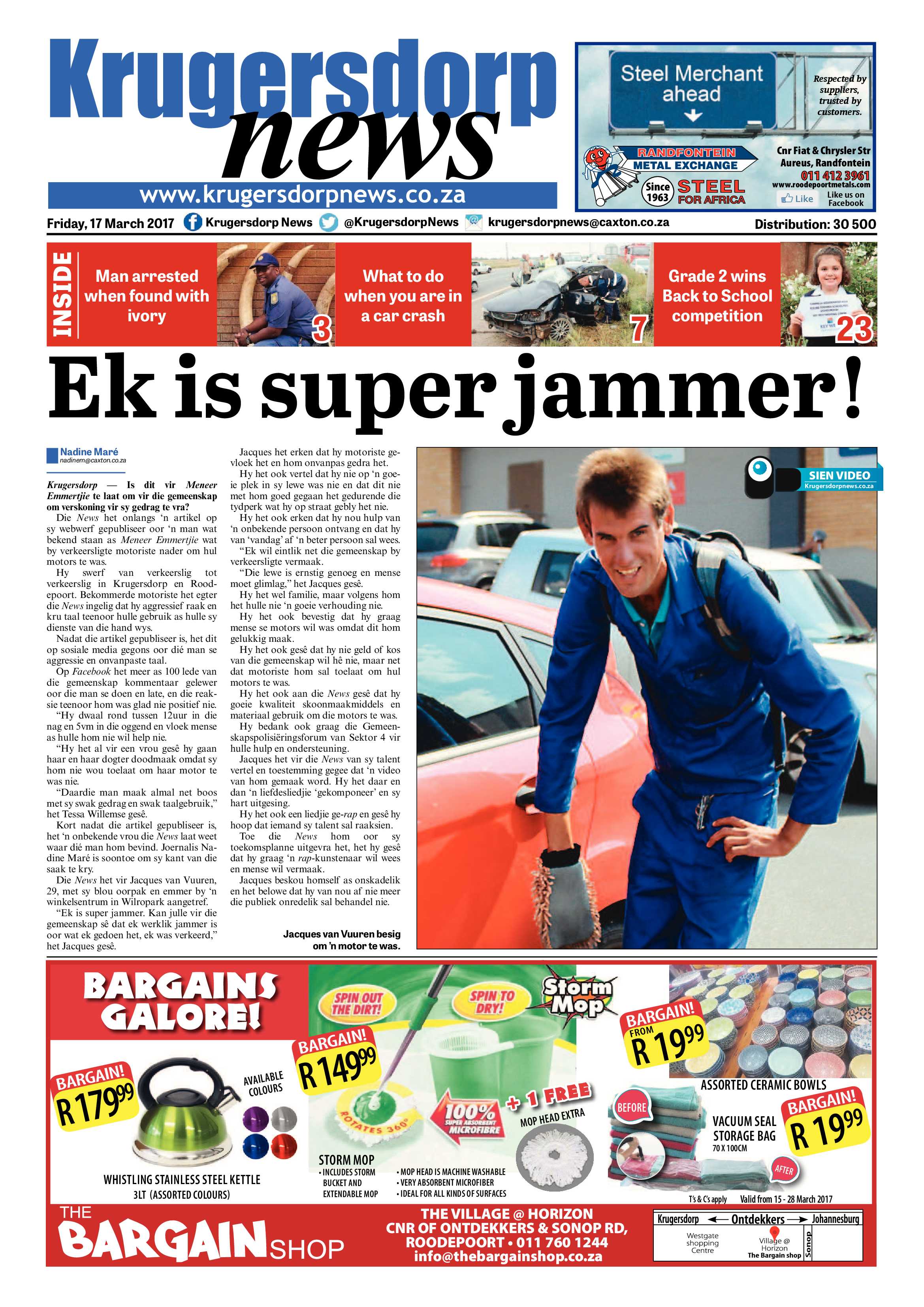 Krugersdorp News 17 March 2017 page 1