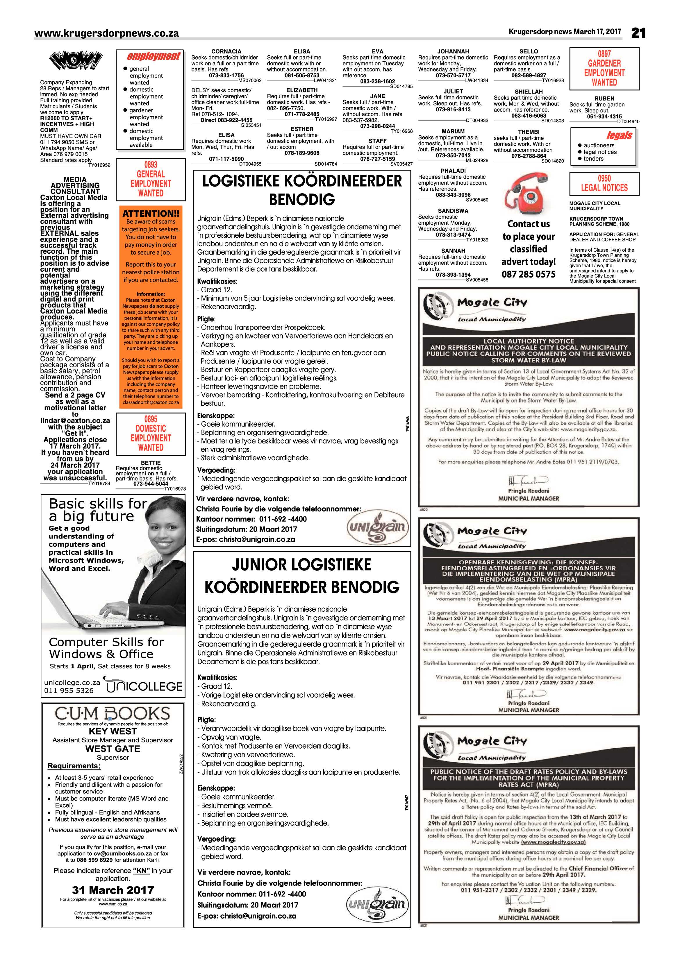 Krugersdorp News 17 March 2017 page 21
