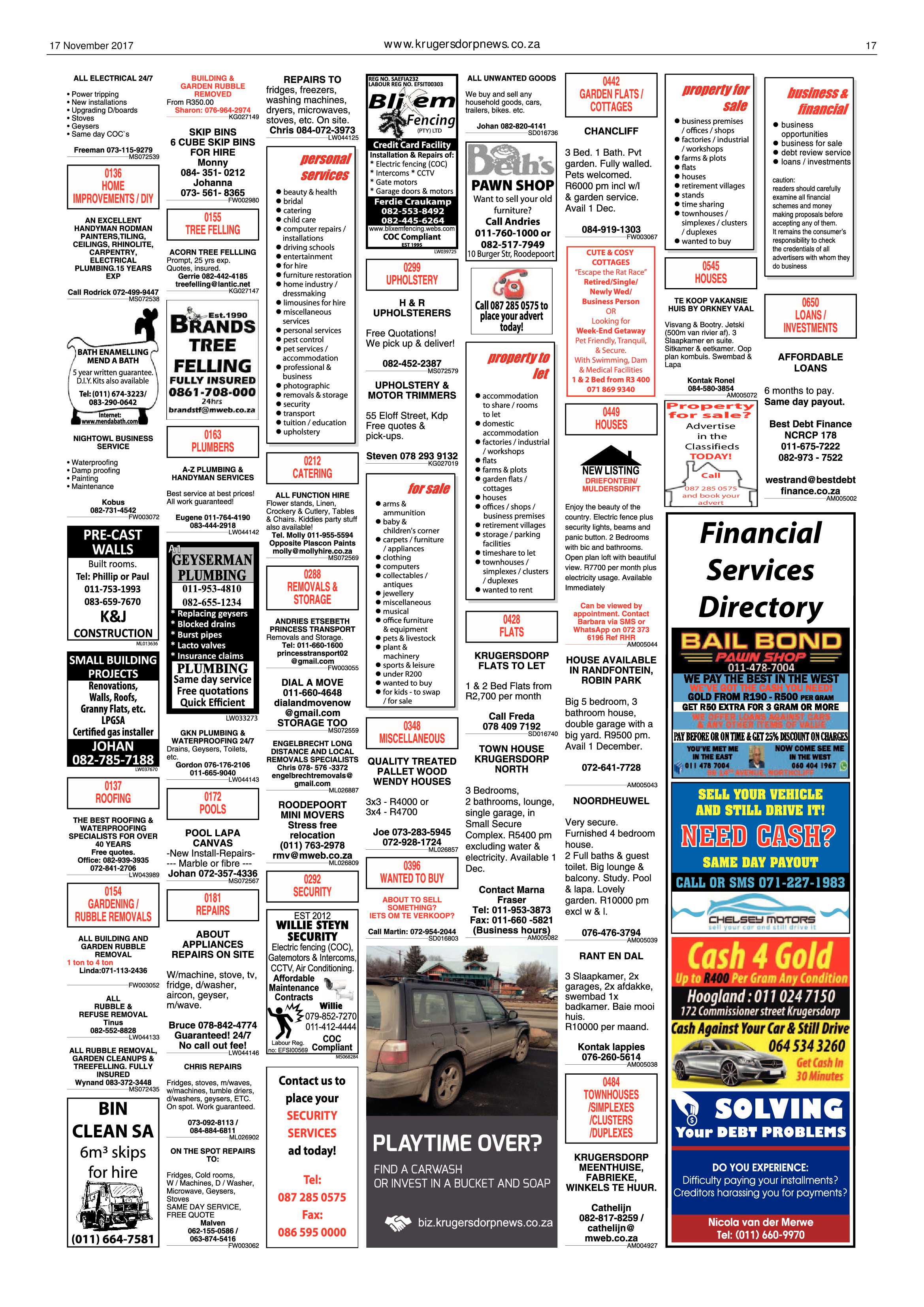 Krugersdorp News 17 November 2017 page 17