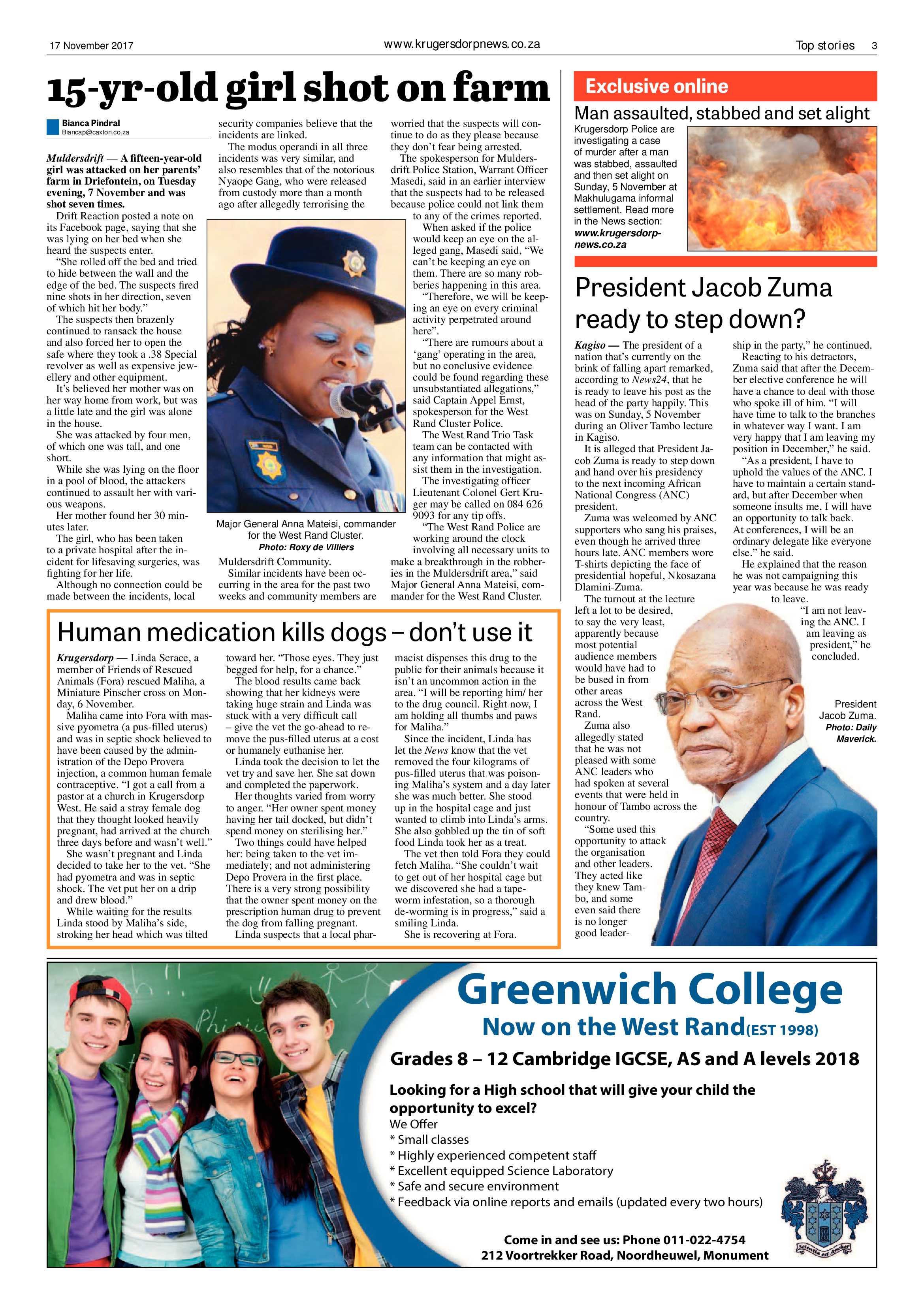 Krugersdorp News 17 November 2017 page 3