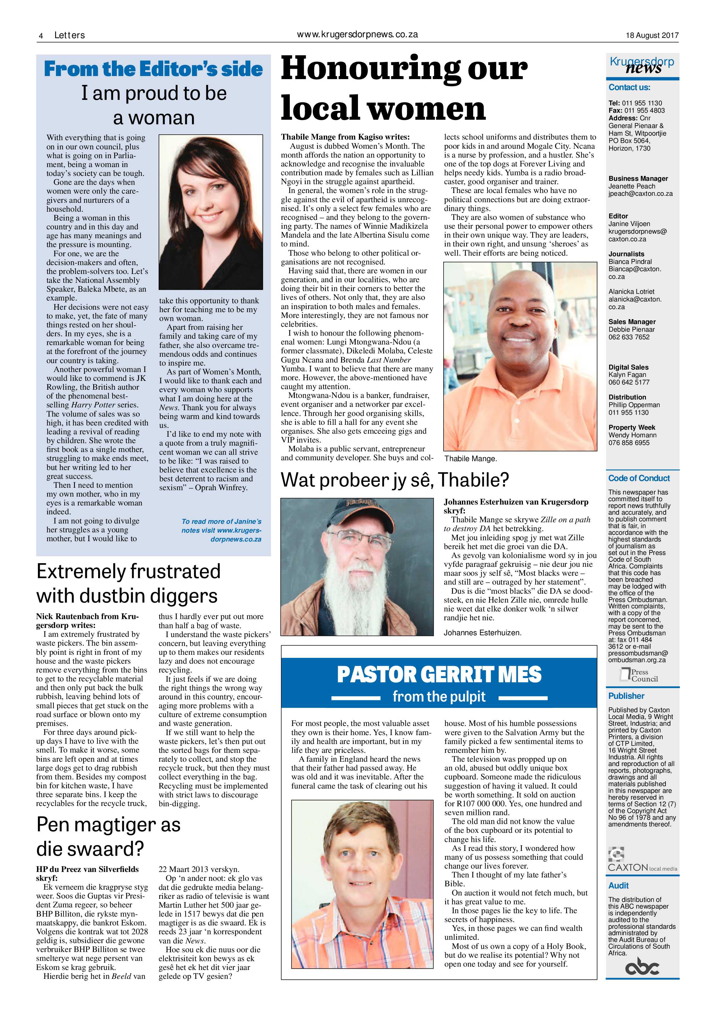 Krugersdorp News 18 August 2017 page 4