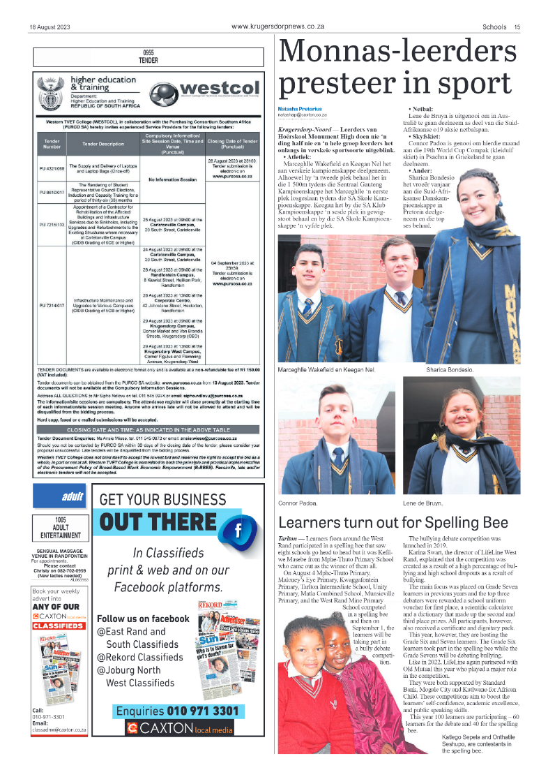 Krugersdorp News 18 August 2023 page 15