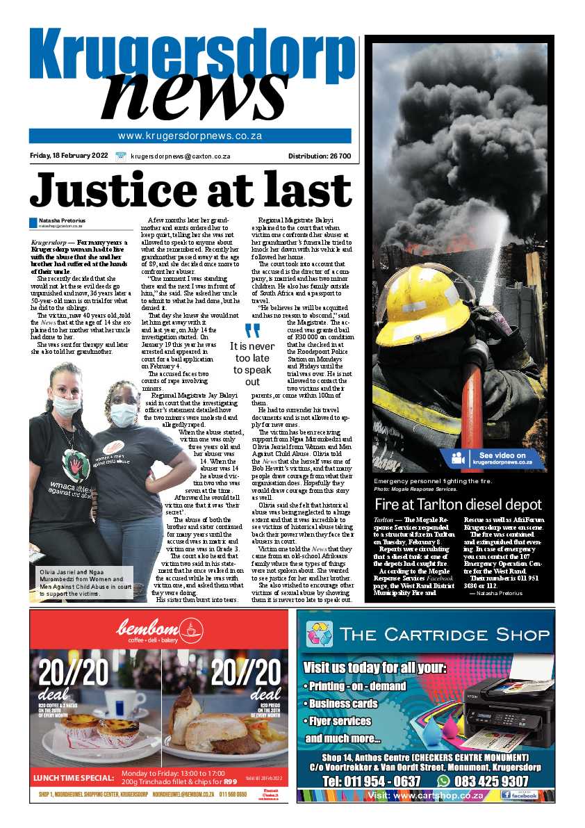 Krugersdorp News 18 February 2022 page 1