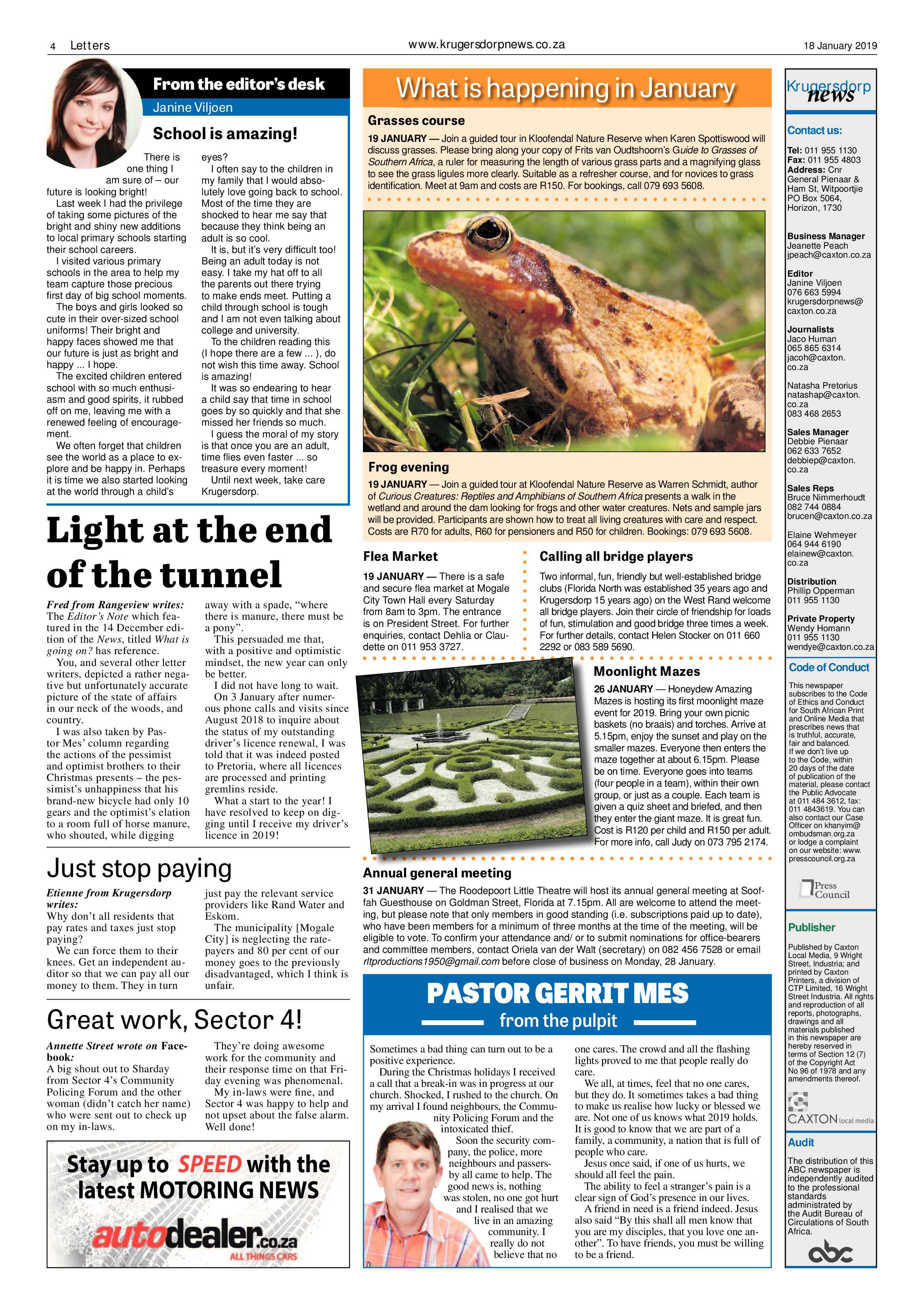 Krugersdorp News 18 January 2019 page 4