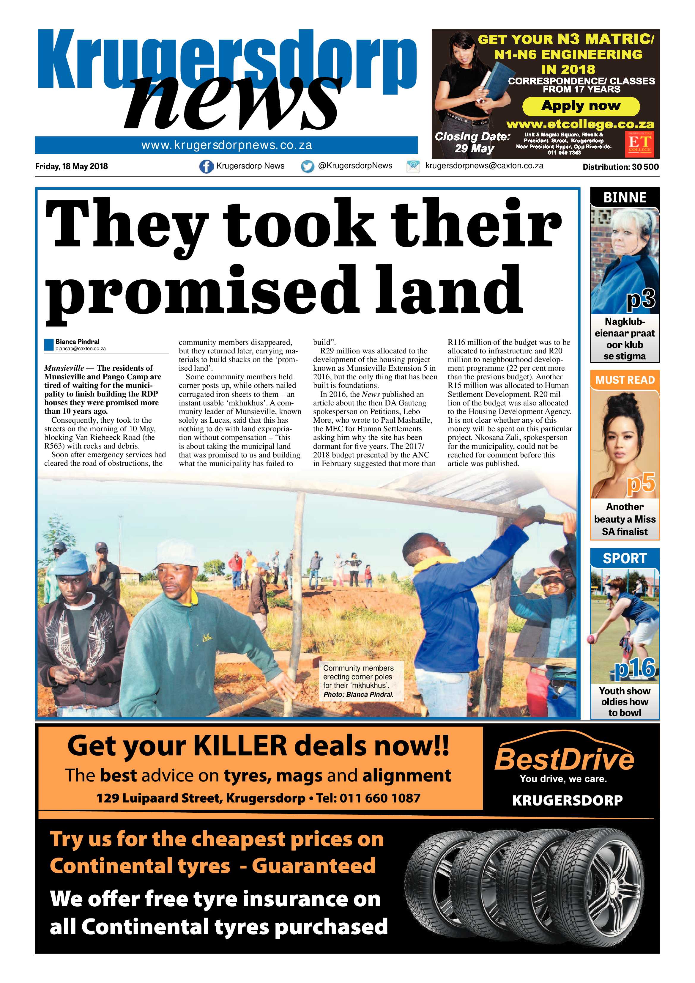 Krugersdorp News 18 May 2018 page 1