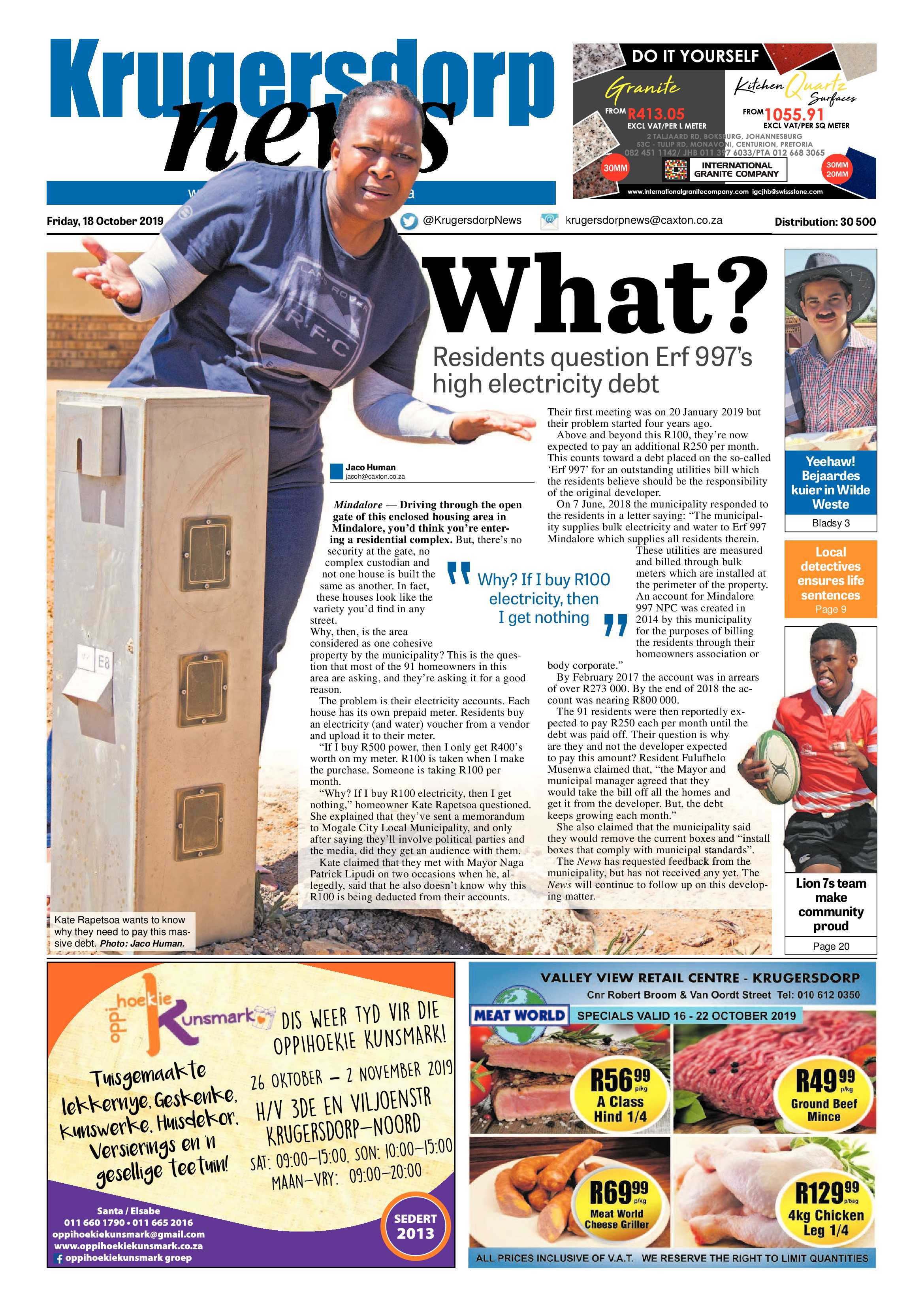 Krugersdorp News 18 October 2019 page 1
