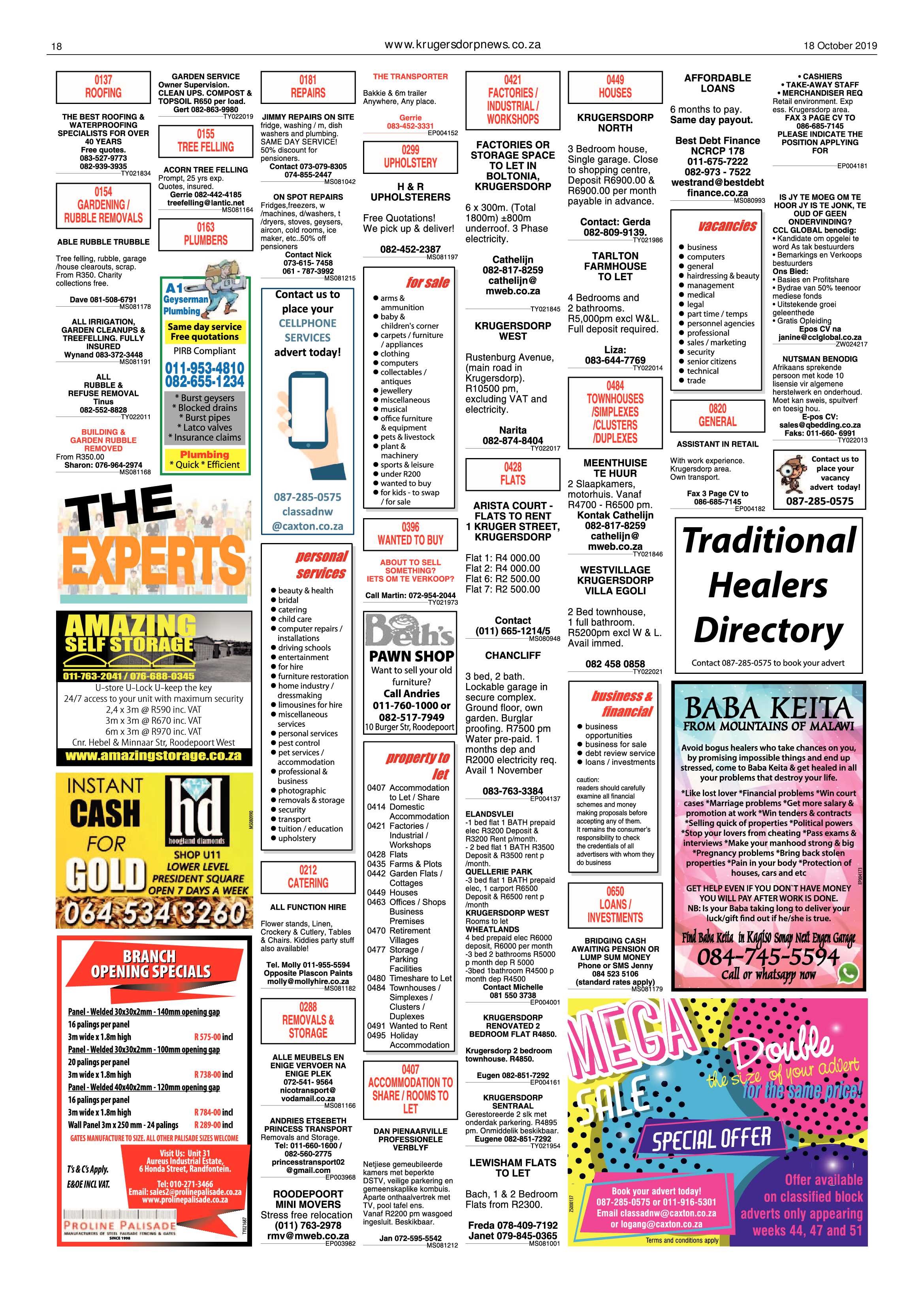Krugersdorp News 18 October 2019 page 18