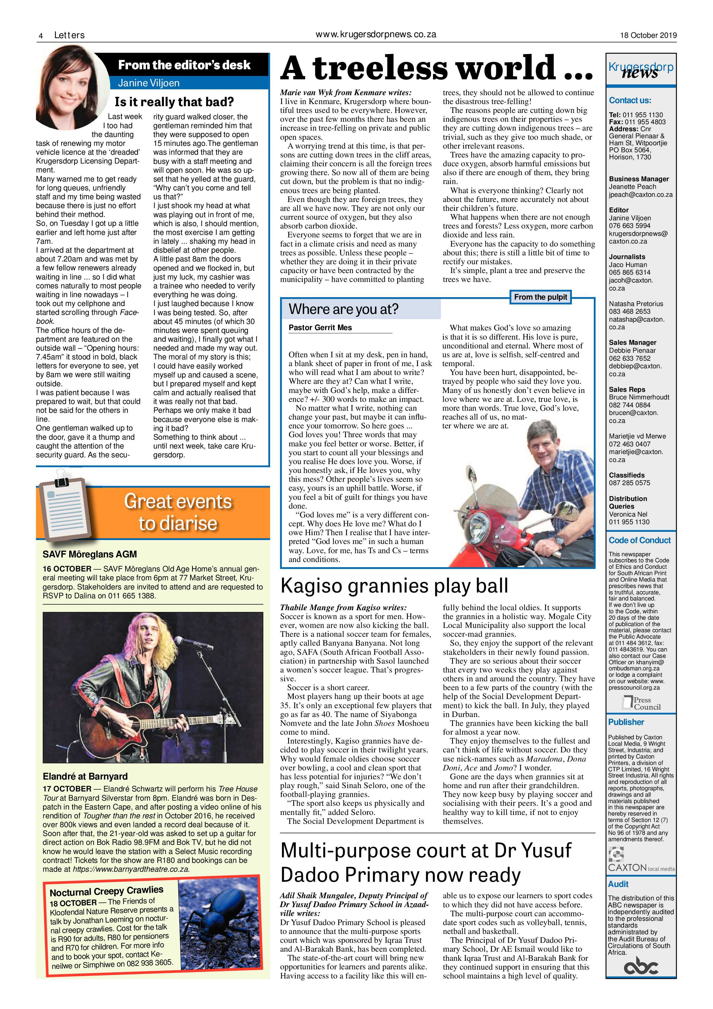 Krugersdorp News 18 October 2019 page 4