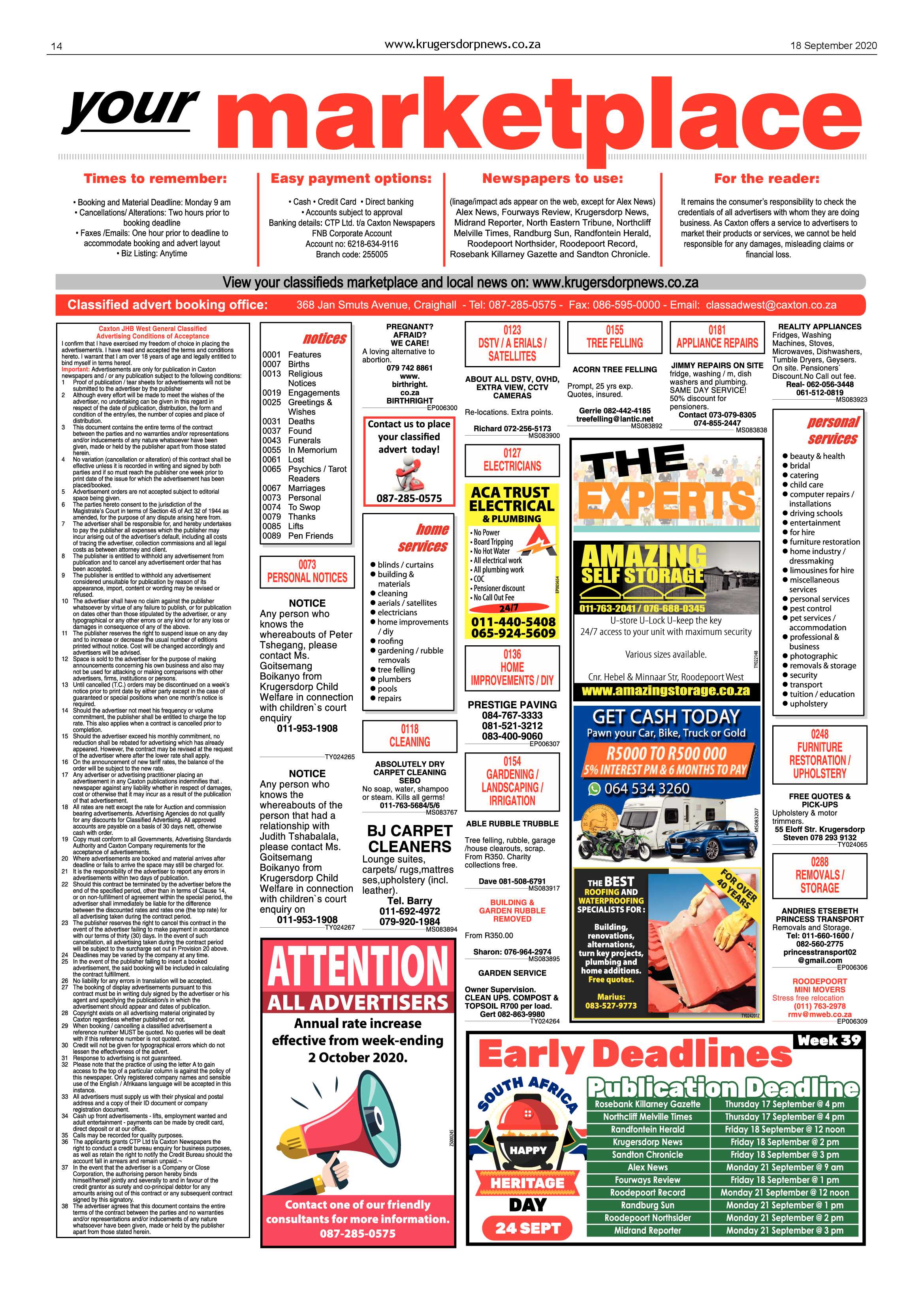 Krugersdorp News 18 September 2020 page 14
