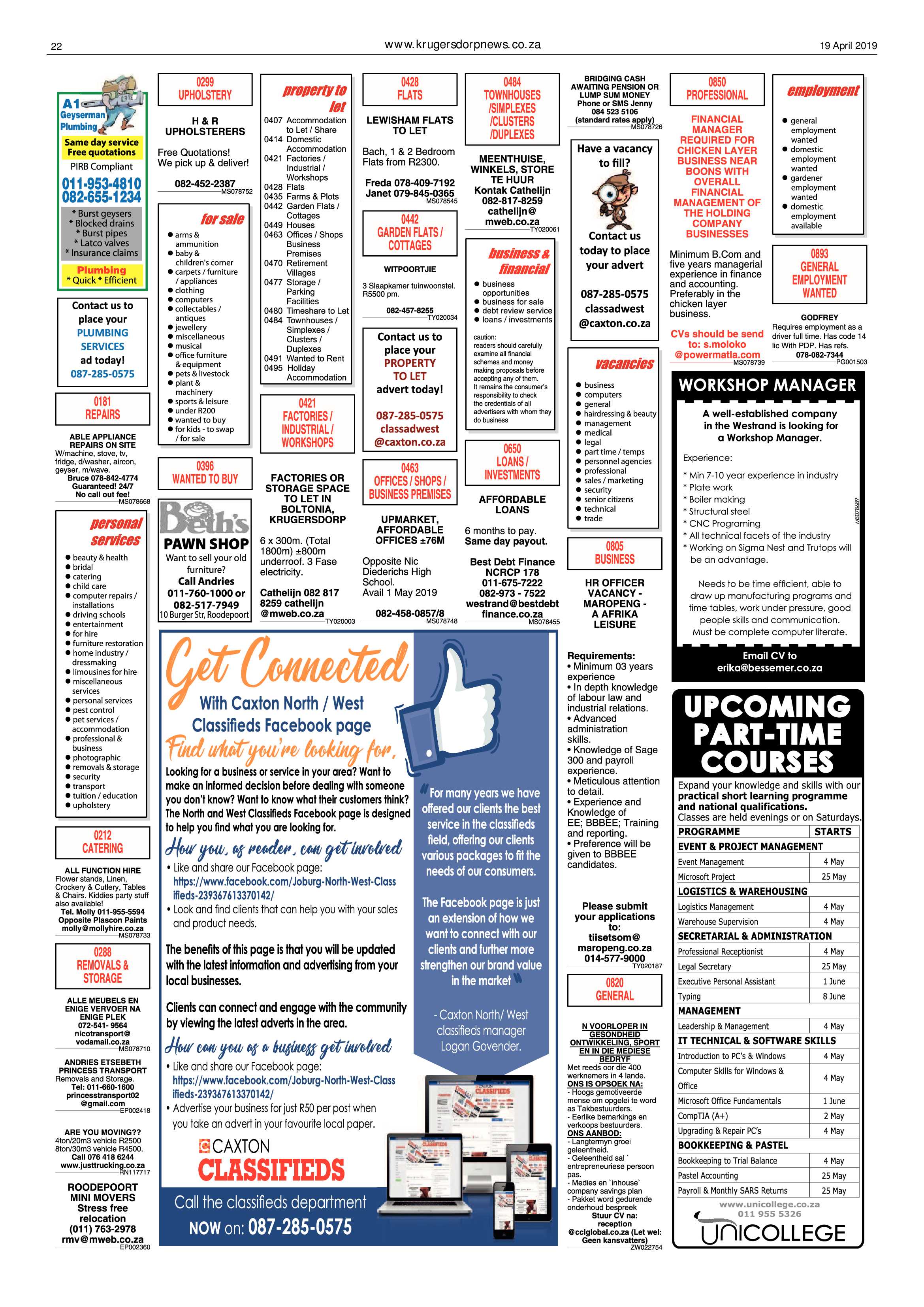 Krugersdorp News 19 April 2019 page 22