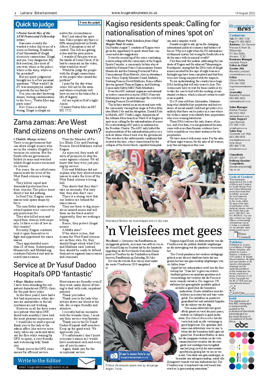 Krugersdorp News 19 August 2022 page 4