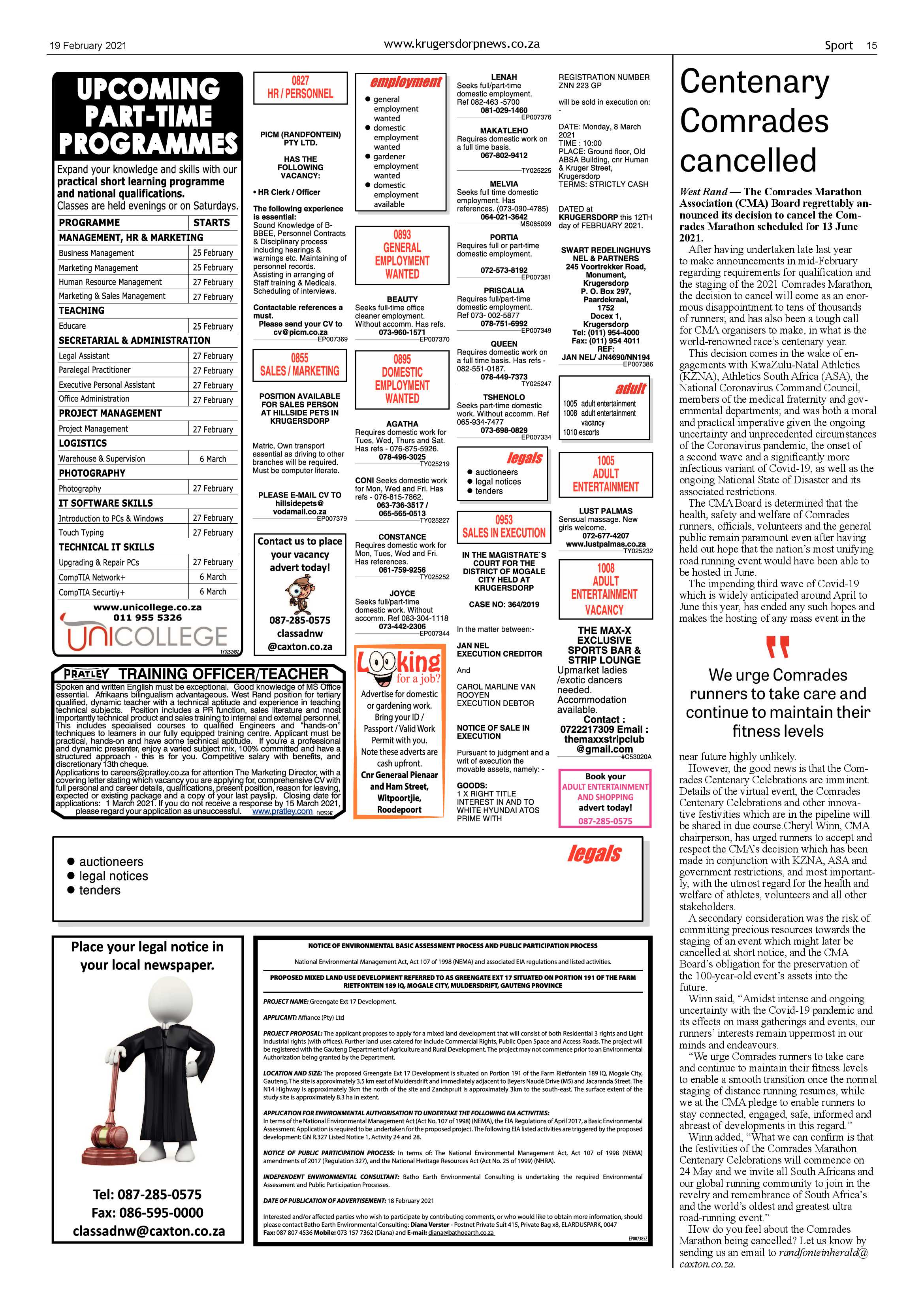 Krugersdorp News 19 February 2021 page 15