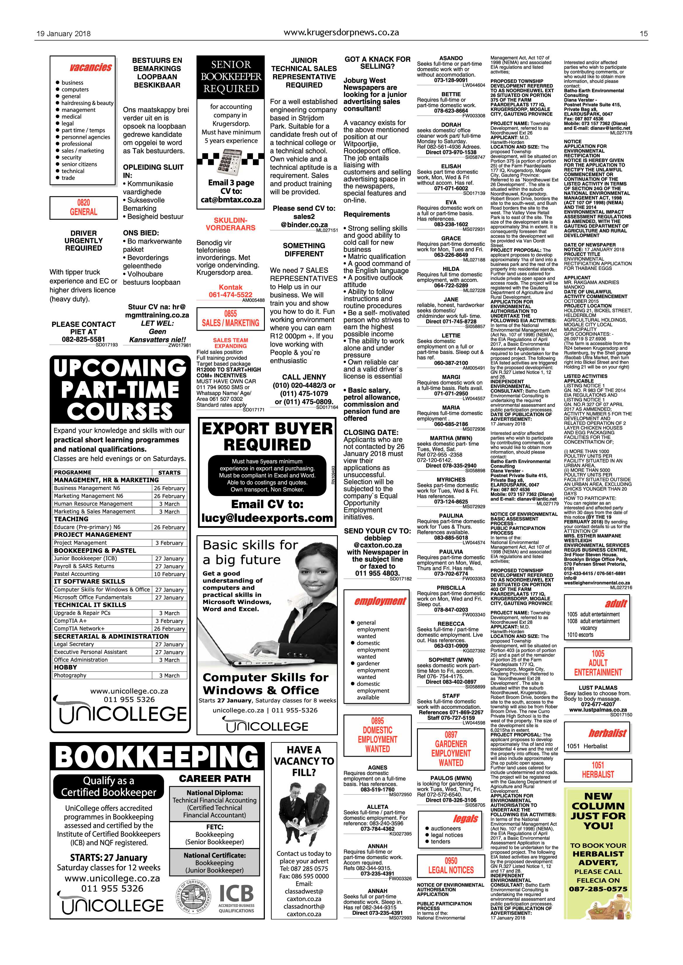 Krugersdorp News 19 January 2018 page 15