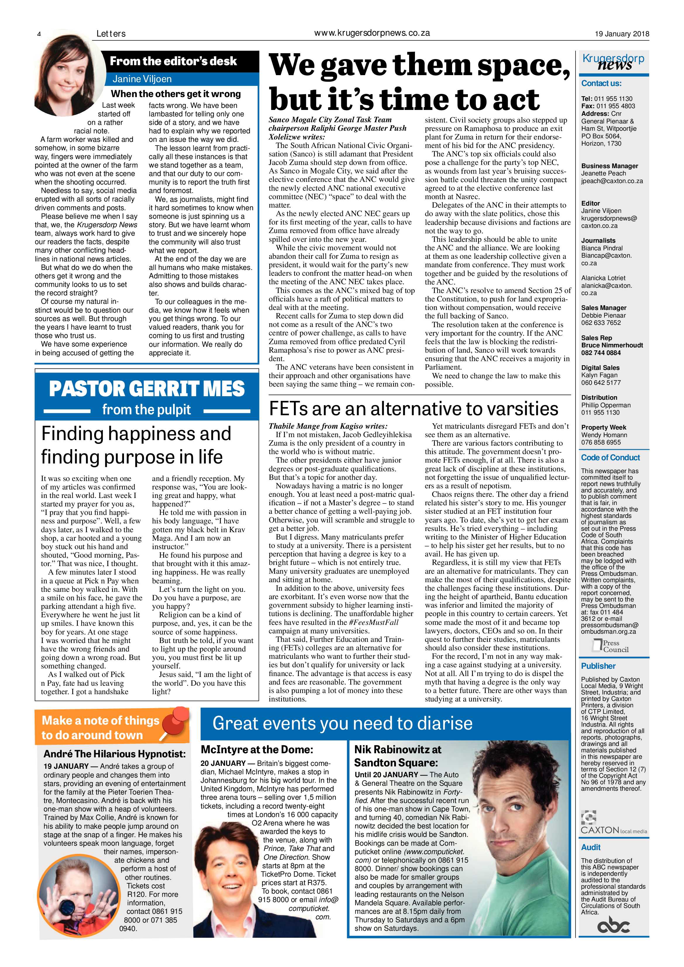 Krugersdorp News 19 January 2018 page 4