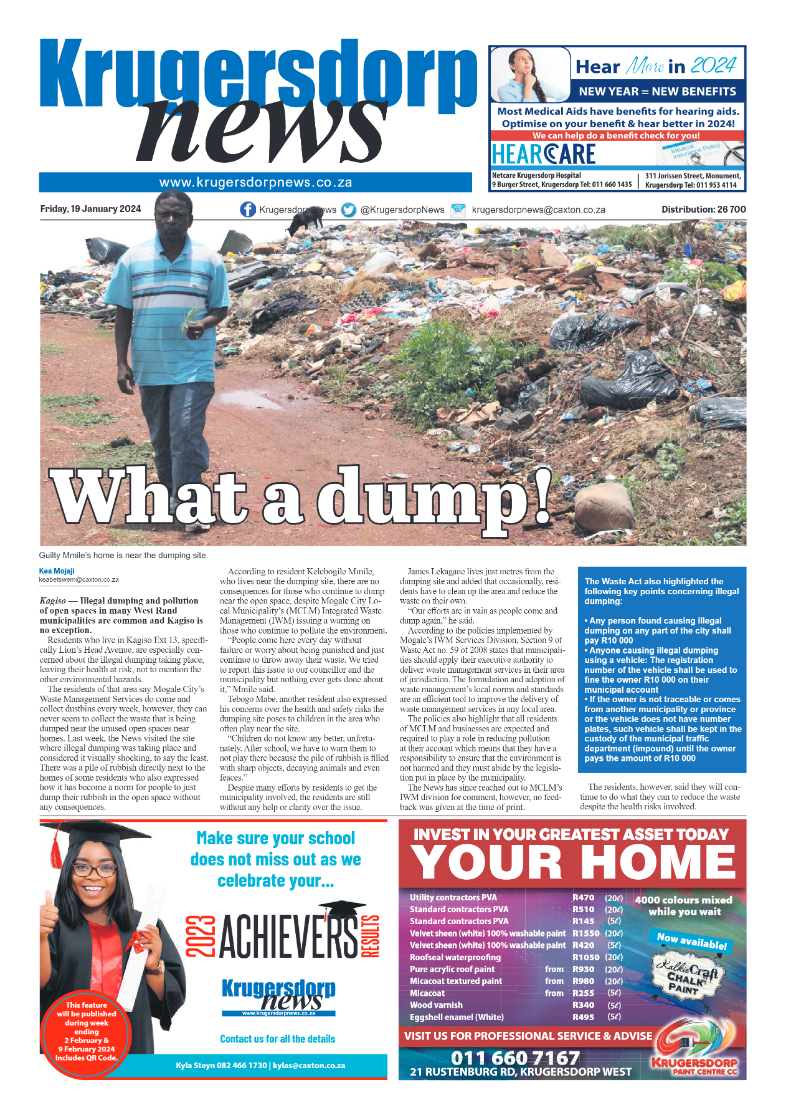Krugersdorp News 19 January 2024 page 1