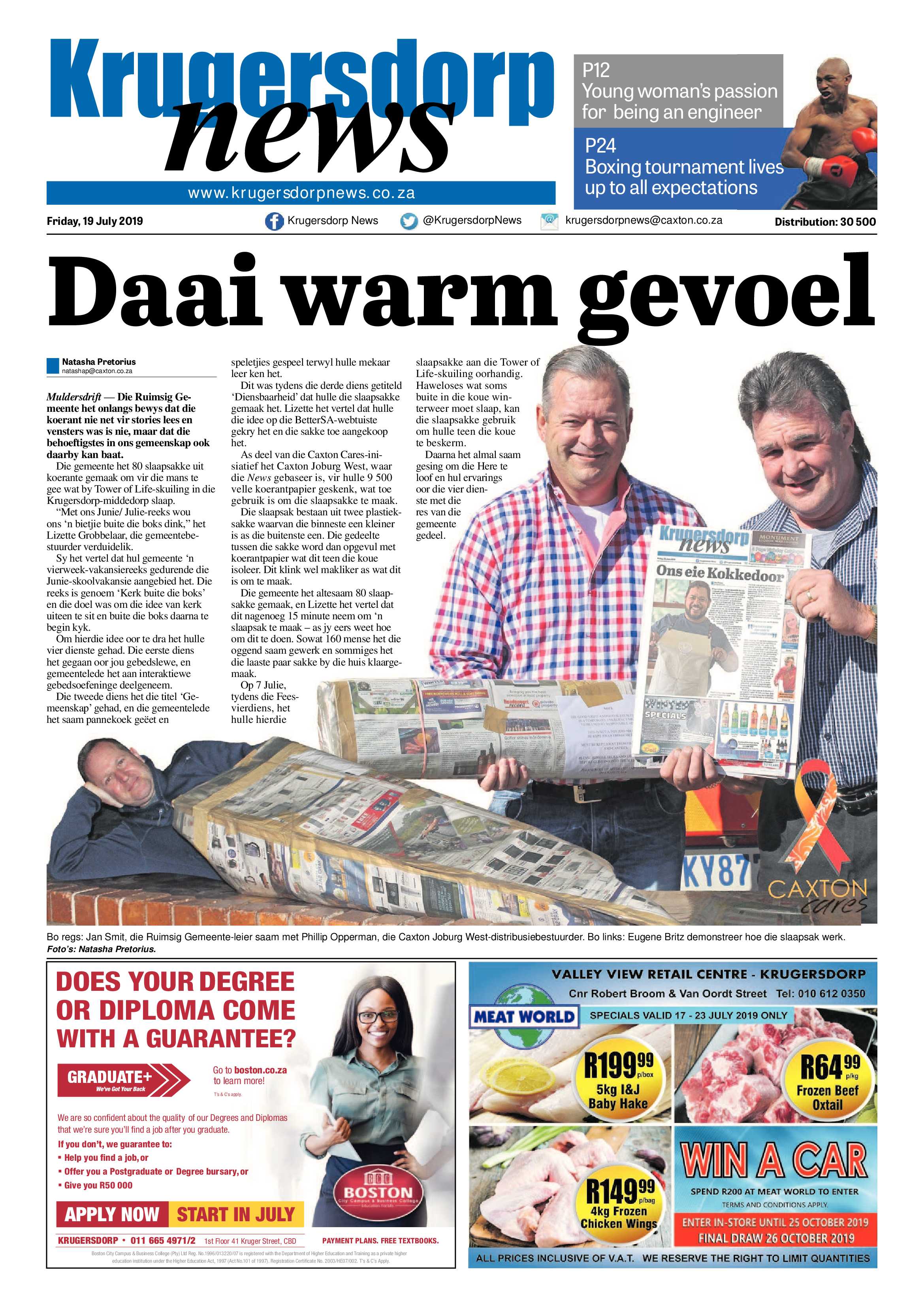 Krugersdorp News 19 July 2019 page 1